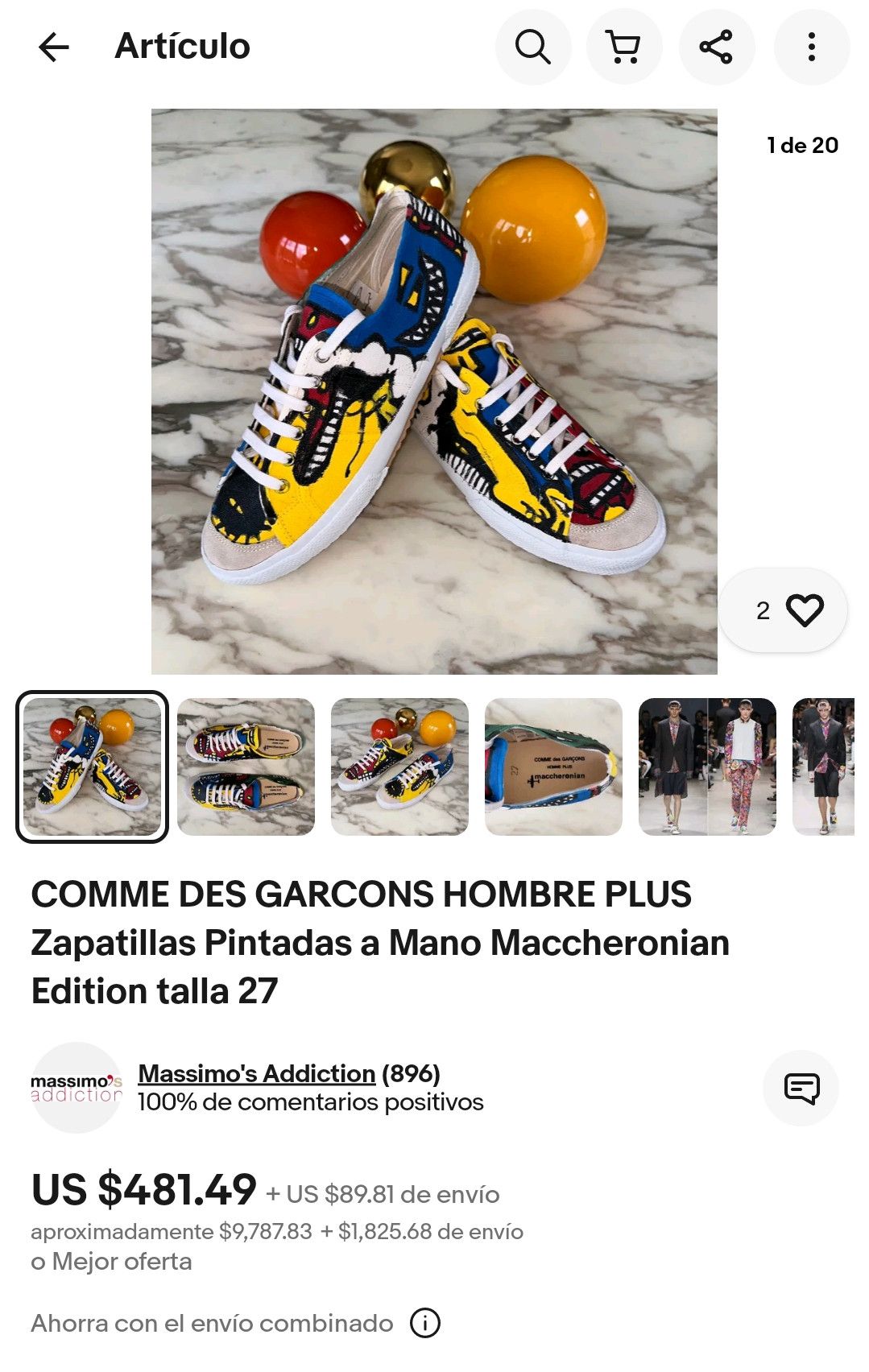 Comme des Garcons Comme des Garcons x Maccheronian hand painted Size US 4 / IT 34 - 6 Thumbnail