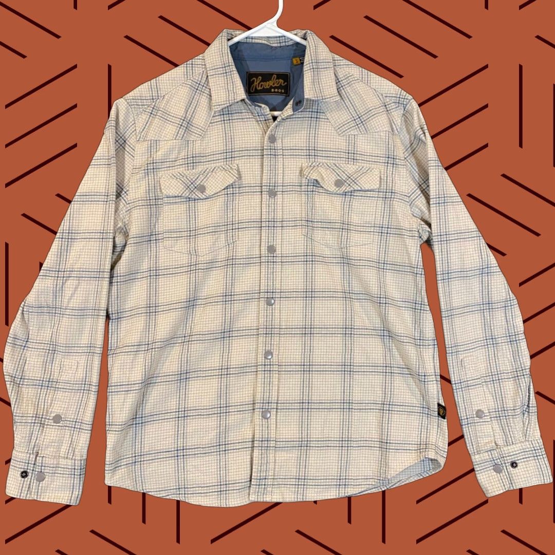 Howler Brothers Howler Brothers Shirt Mens S Gray Blue Plaid Snap Flannel Button Up Long Sleeve Size US S / EU 44-46 / 1 - 1 Thumbnail