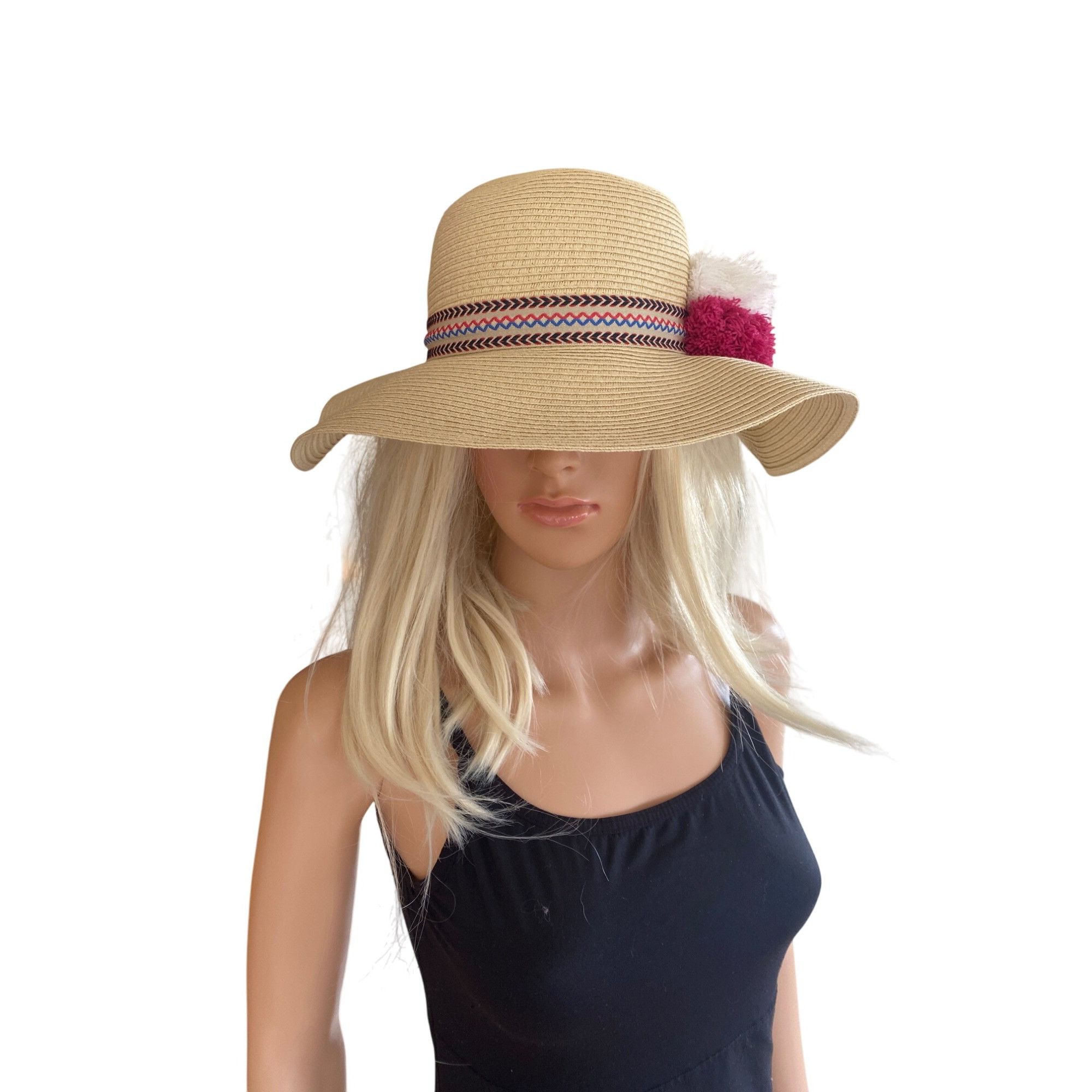 Other NWOT INC International Concepts Pom-Pom Floppy Hat Natural O Size ONE SIZE - 6 Thumbnail