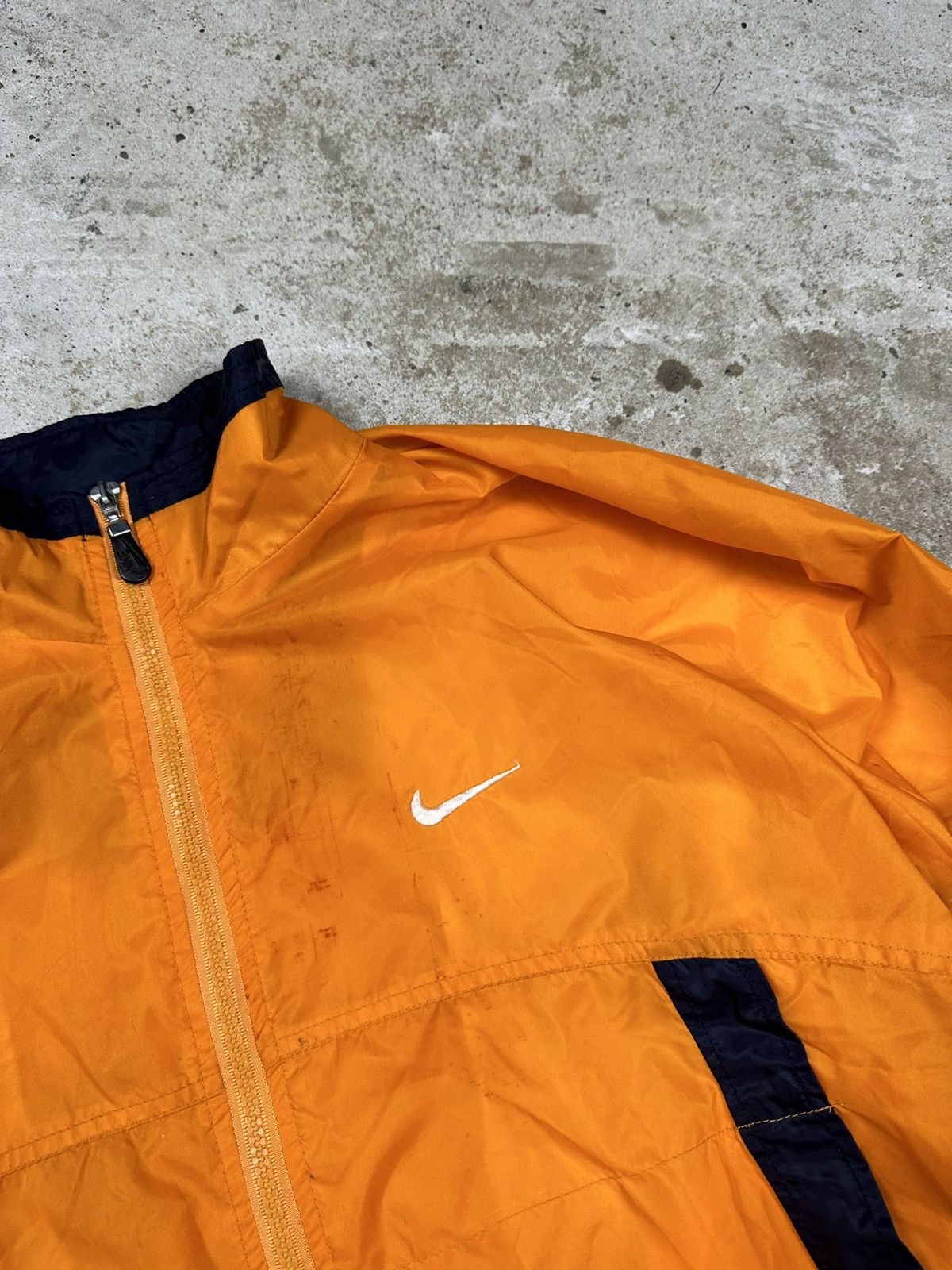 Nike × Vintage Vintage 90s Nike Orange Big Swoosh Track Jacket Light Size US L / EU 52-54 / 3 - 6 Thumbnail