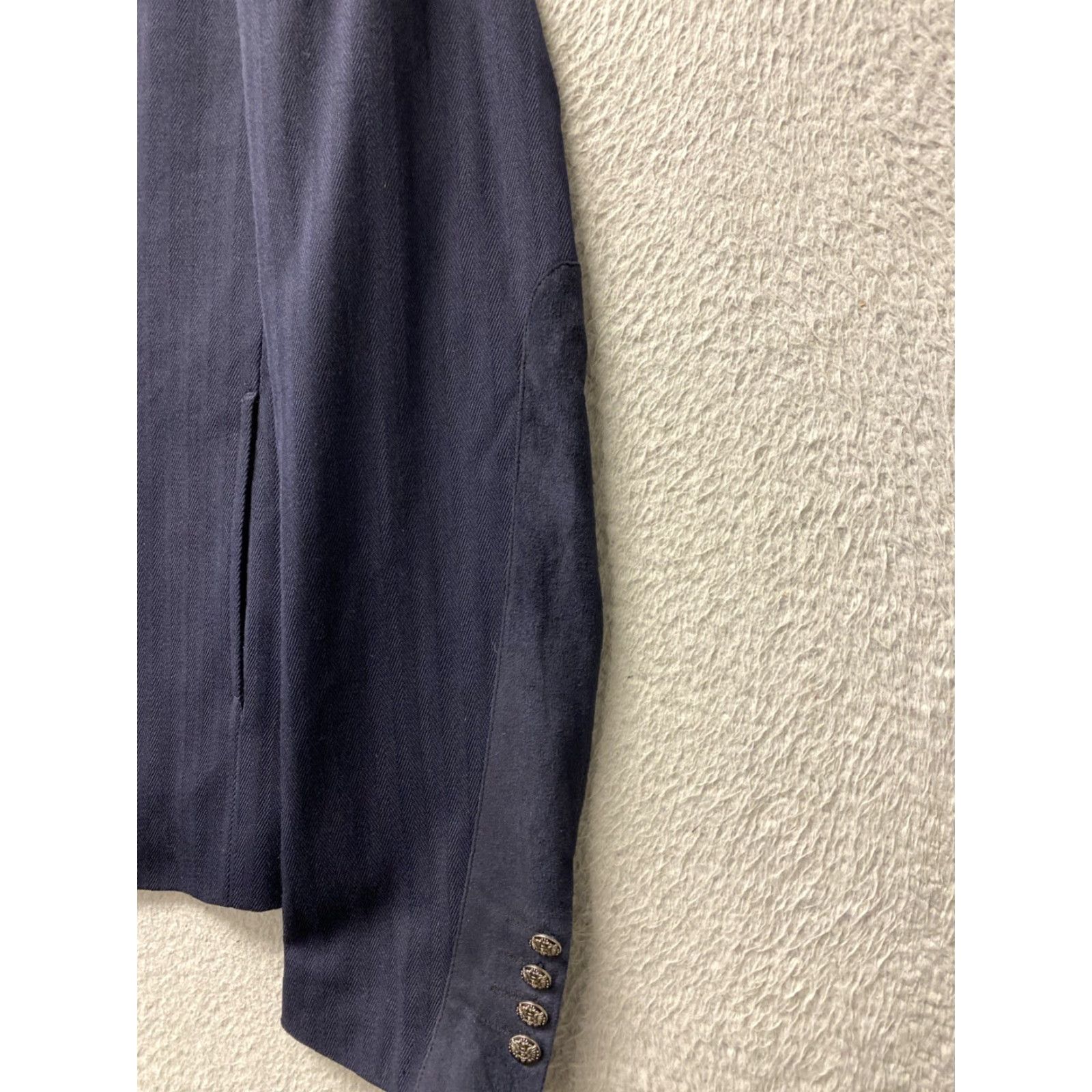 Zara Zara Man Blazer Jacket Navy Blue Slim Fit 42 Textured Tweed Notch Lapel Six-Button Front Single-Breasted Sports Coat Mens Size 42 Size 42R - 3 Thumbnail