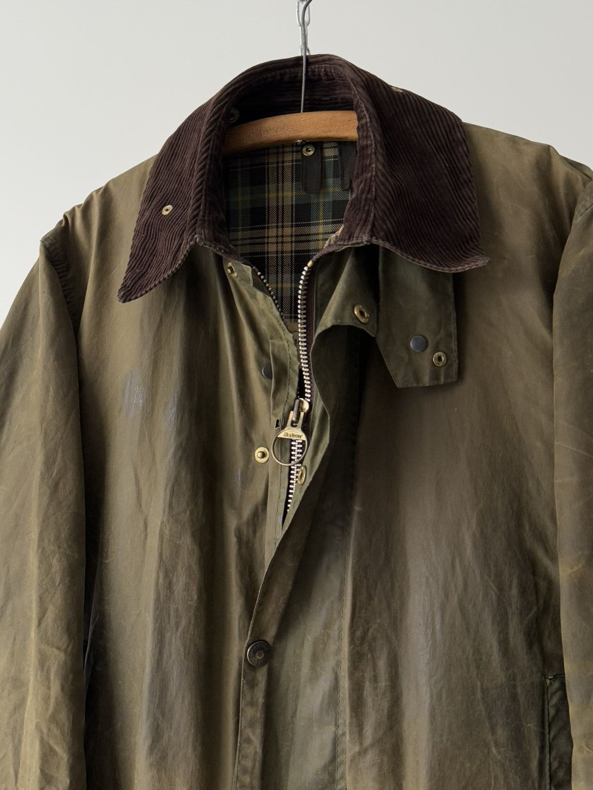 Barbour × Vintage Vintage 80s Barbour Border Waxed Khaki Jacket Size US M / EU 48-50 / 2 - 4 Thumbnail
