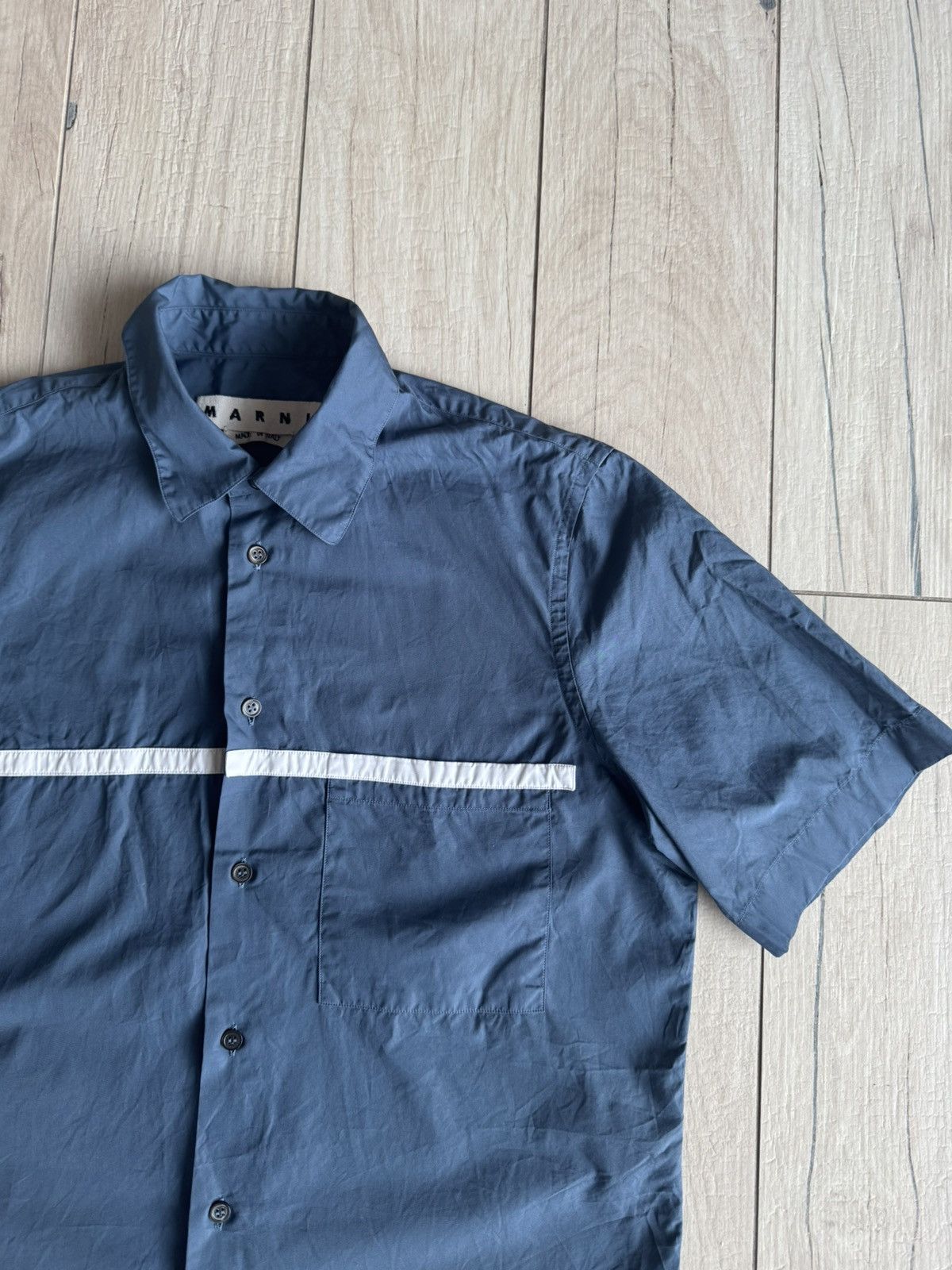 Marni Marni White Line Blue Shortsleeve Shirt Size US M / EU 48-50 / 2 - 5 Thumbnail