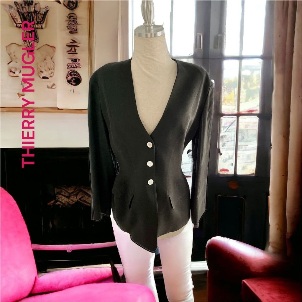 Thierry Mugler VINTAGE THIERRY MUGLER BLACK BLAZER JACKET 8/10 Size S / US 4 / IT 40 - 3 Thumbnail
