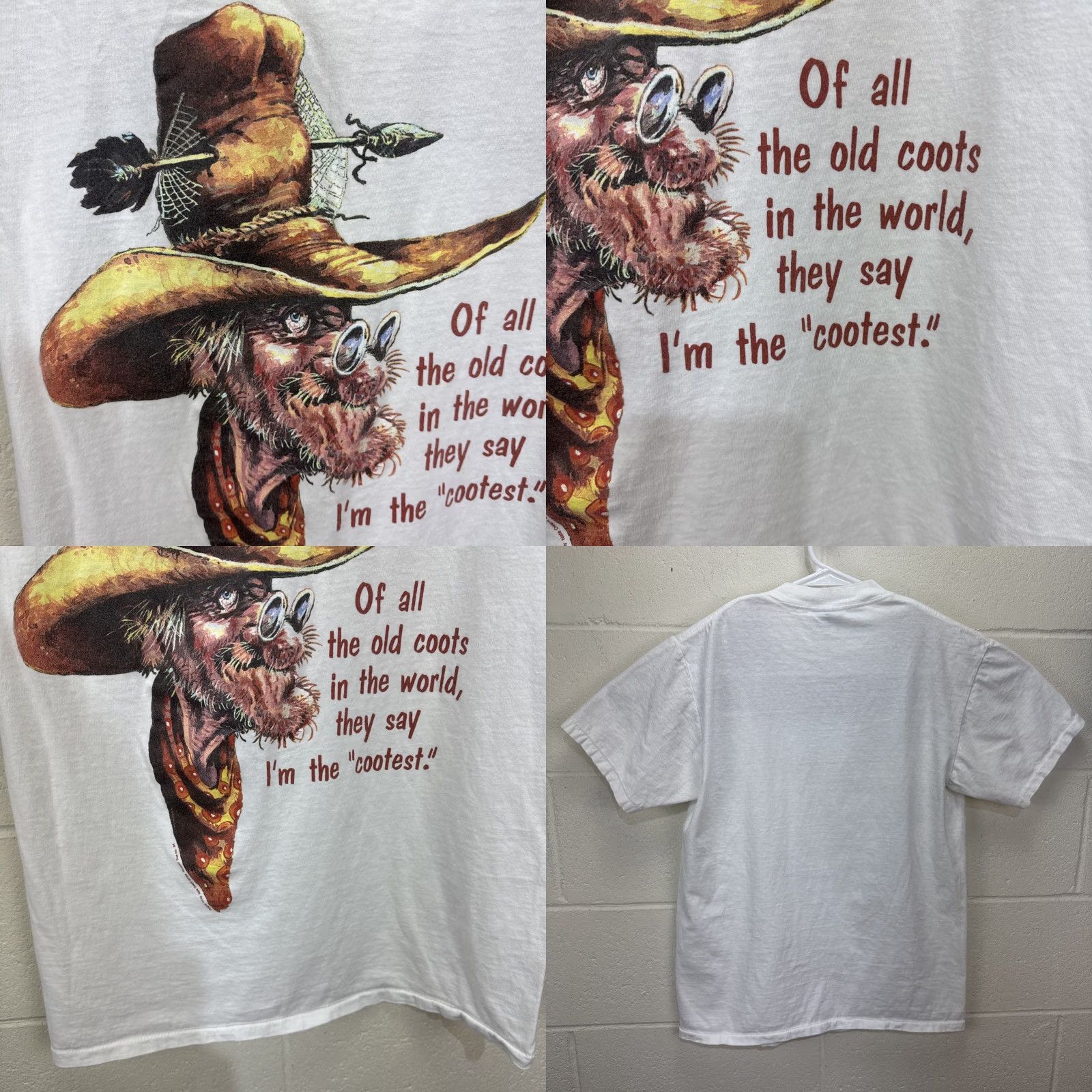 Vintage VINTAGE Oneita Nate Owens Art T-Shirt Medium White 90s Rare Cooter Mens Size US M / EU 48-50 / 2 - 8 Thumbnail