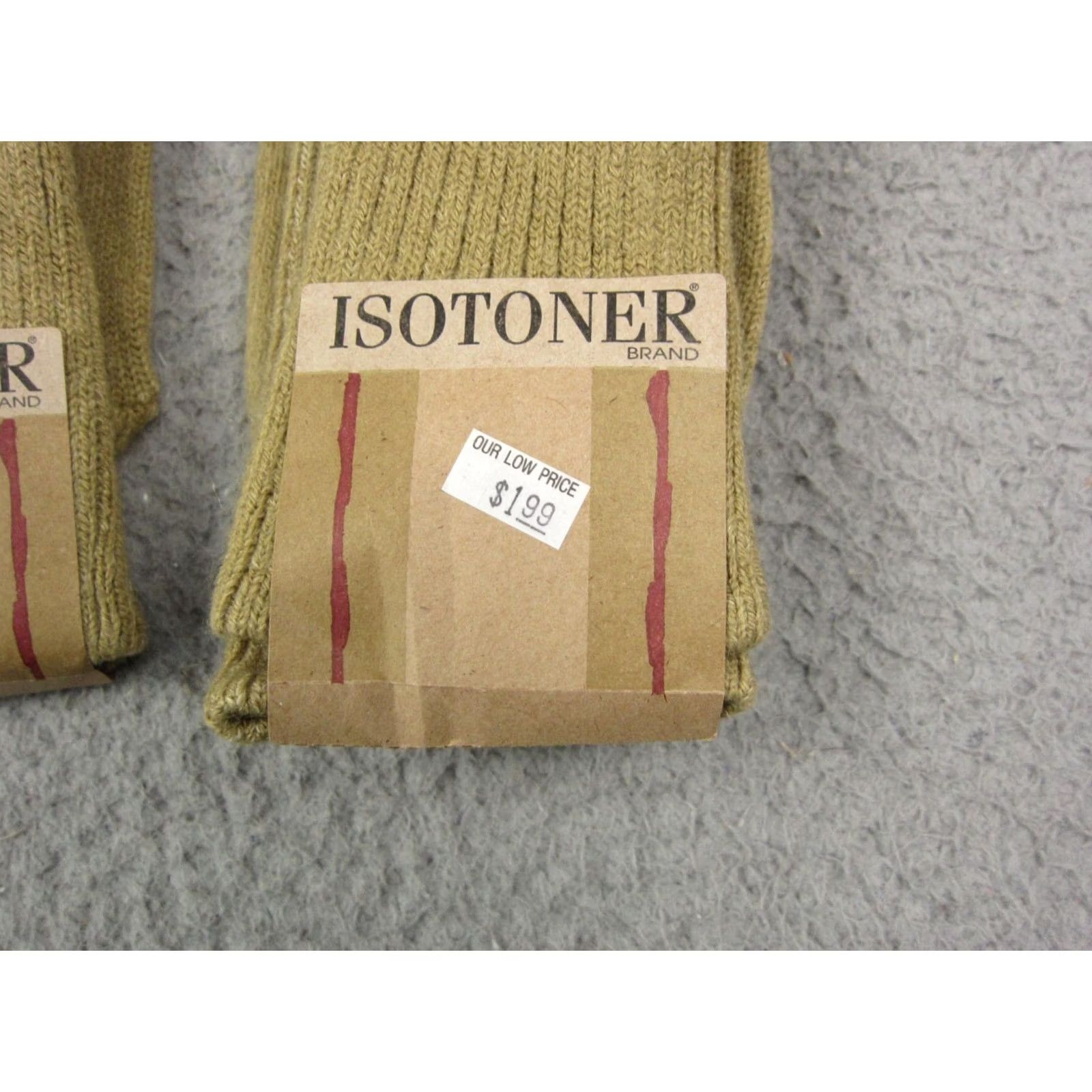 Vintage Isotoner Socks Lot of 5 Mens Size 10-13 Beige Slightly Imperfect Made in USA Outdoor USA Thermal Hiking Walking Size ONE SIZE - 4 Thumbnail