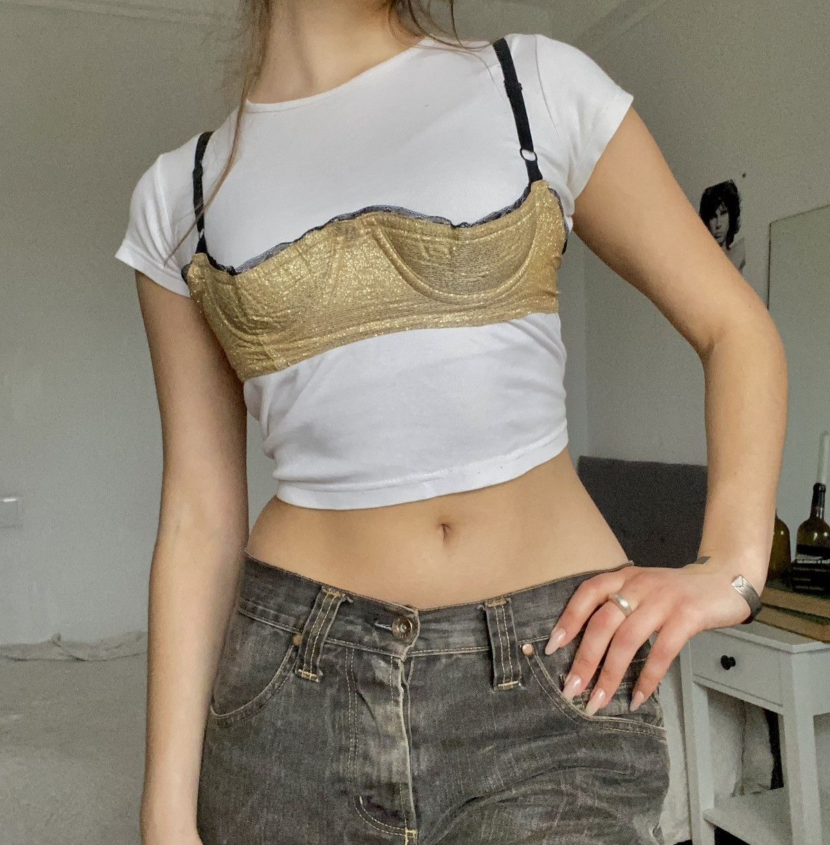 Vintage Vintage coquette gold bra Size S / US 4 / IT 40 - 2 Thumbnail