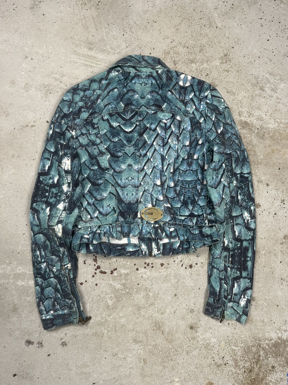 Just Cavalli 2000s Just Cavalli Python Blue Print Denim Trucker Jacket Size S / US 4 / IT 40 - 2 Thumbnail