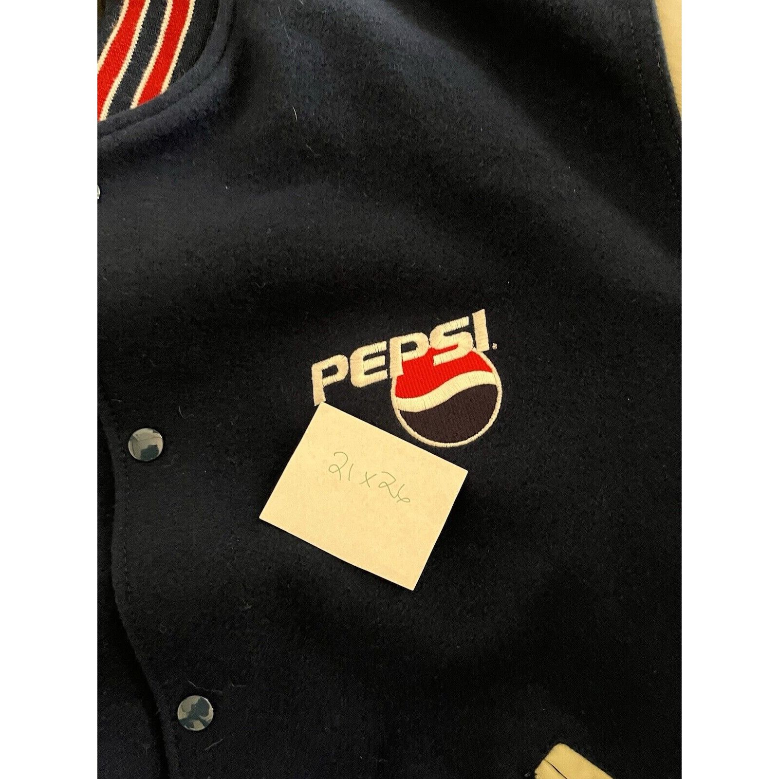 Pepsi NEW VINTAGE PEPSI COLA LOGO WOOL LEATHER VARSITY BOMBER XL Size US XL / EU 56 / 4 - 7 Thumbnail