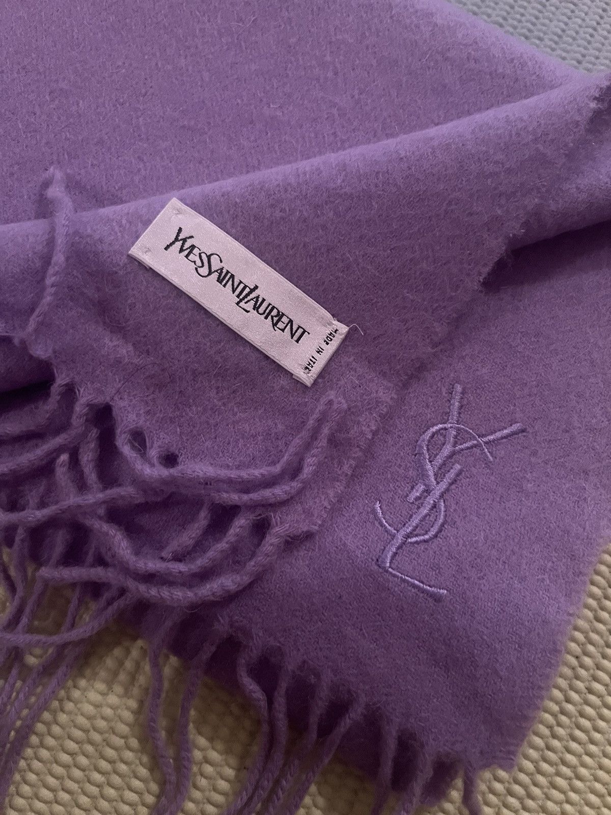 Yves Saint Laurent YSL Cashmere Light Purple Scarf Size ONE SIZE - 2 Thumbnail