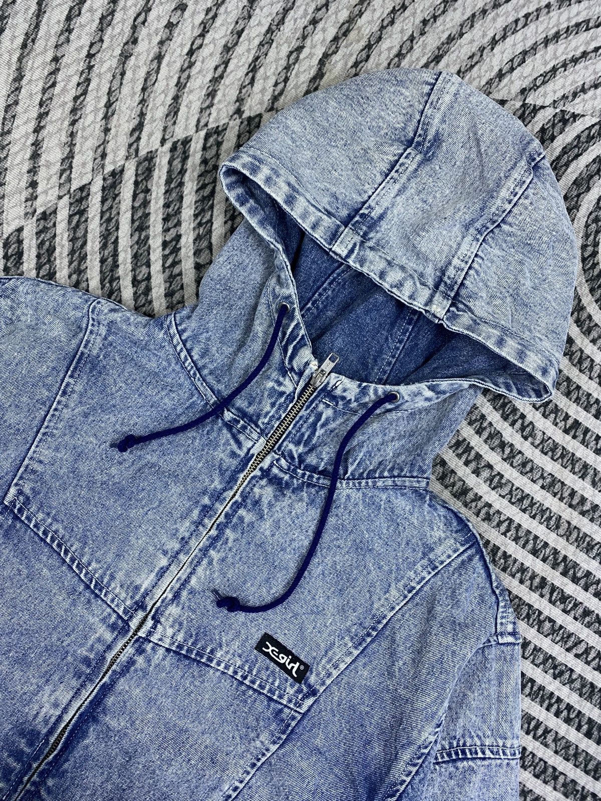 Hysteric Glamour Vintage X-Girl Washed Blue Hooded Denim Zip-Up Jacket Size US M / EU 48-50 / 2 - 6 Thumbnail