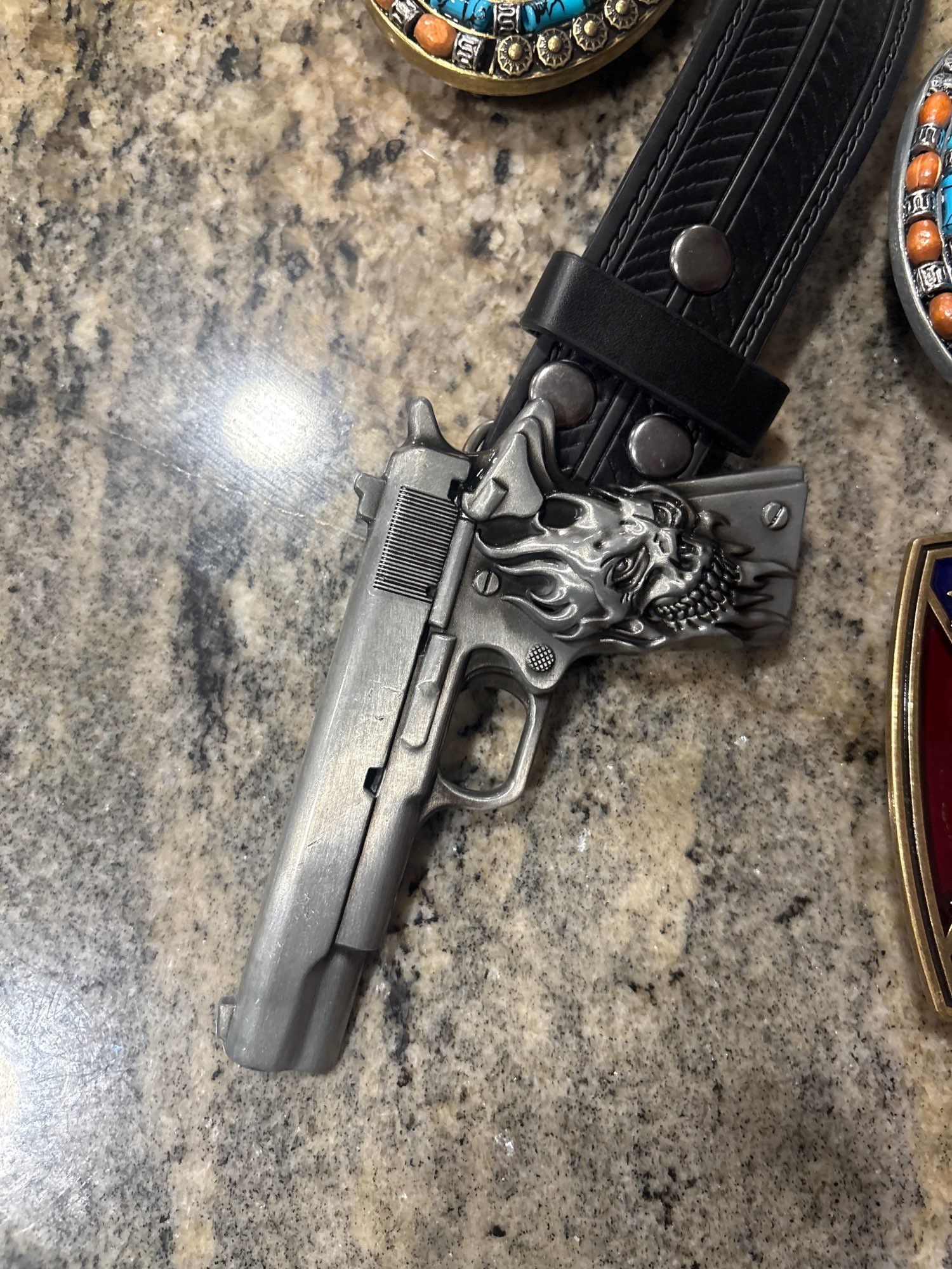 Japanese Brand The ghost Head Element Pistol Buckle Stripe Belt Size ONE SIZE - 3 Thumbnail