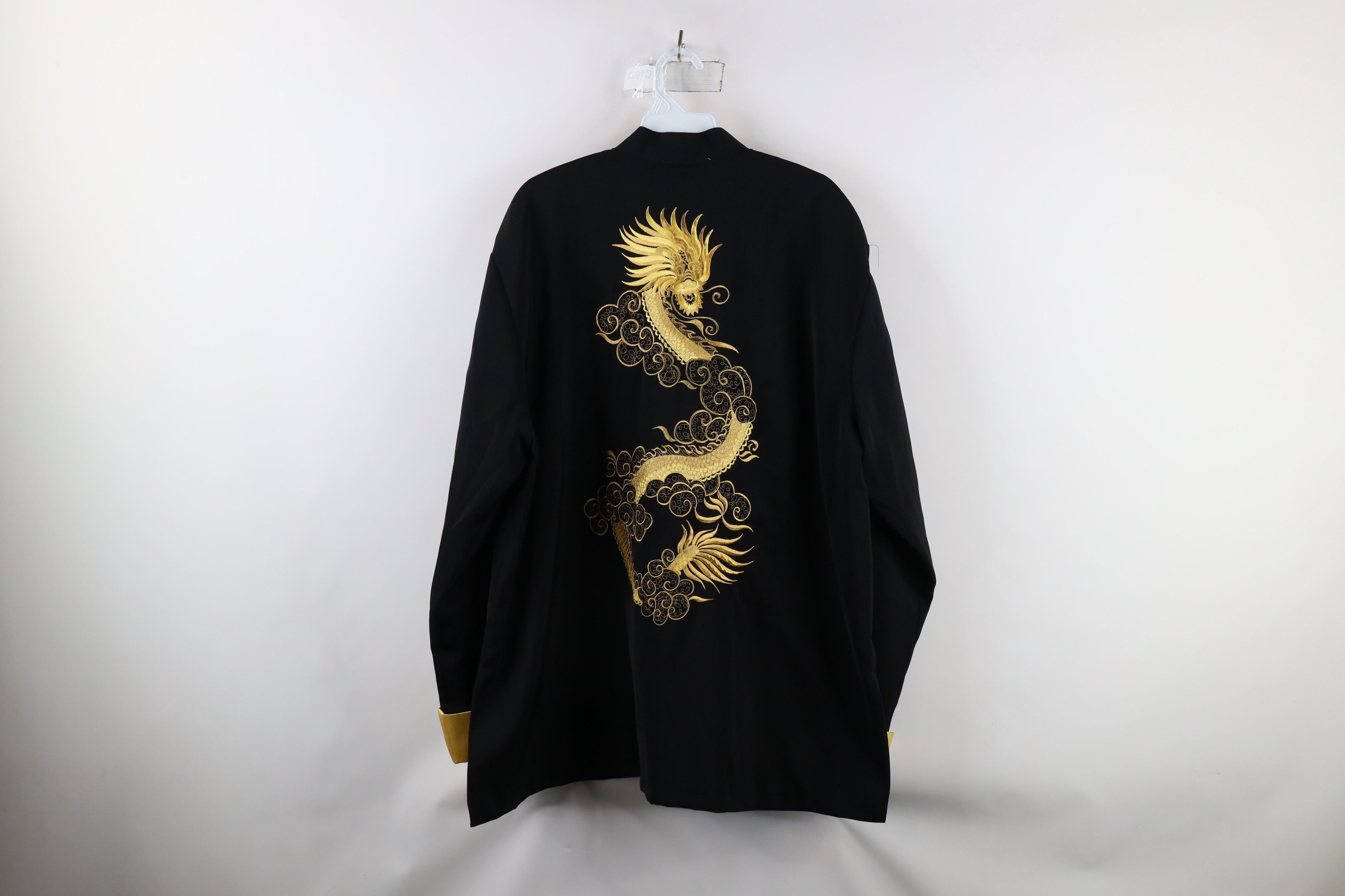 Vintage Vintage 90s Dragon Tie Button Kimono Jacket Black Gold Size US XXL / EU 58 / 5 - 15 Thumbnail