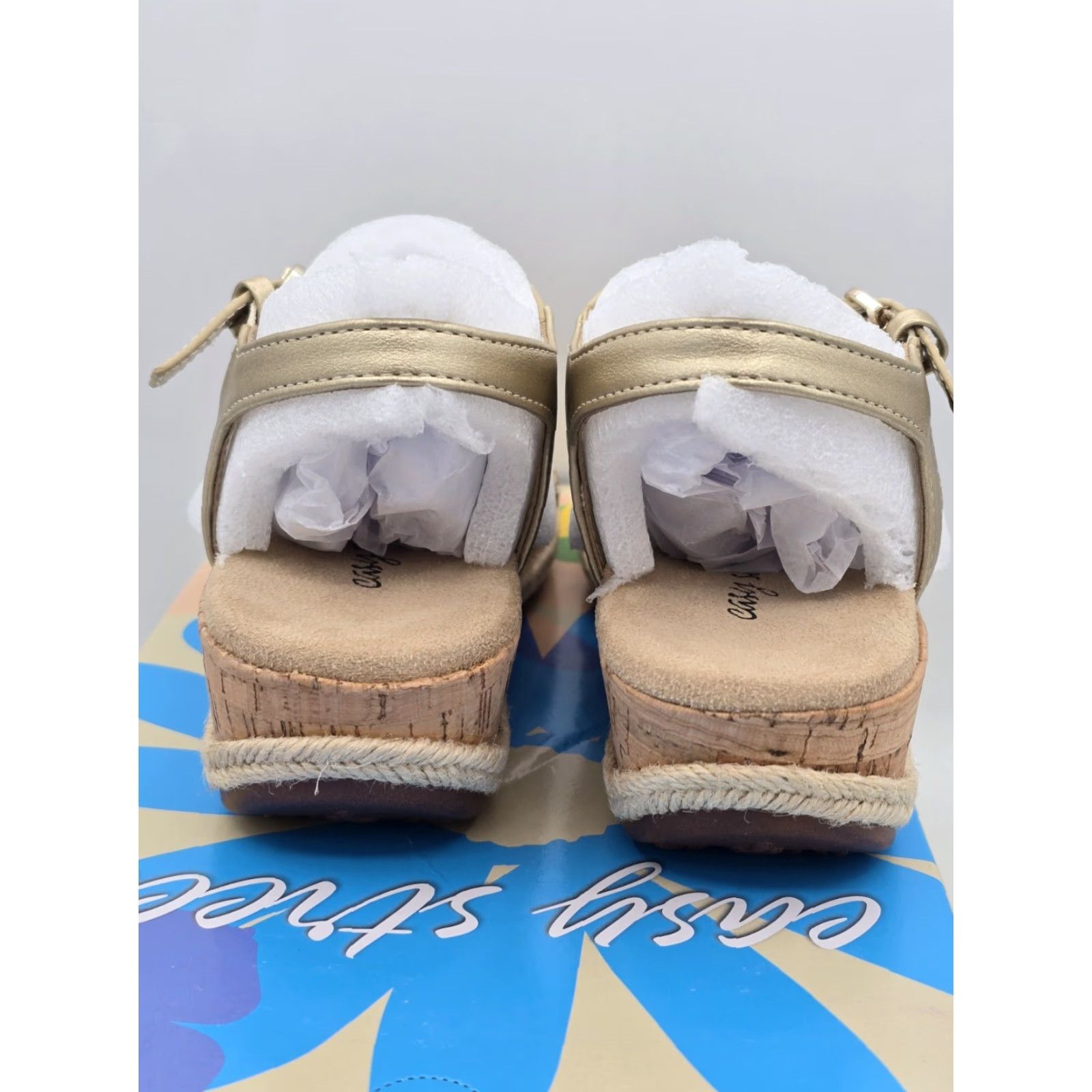 Vintage Easy Street Women's Dorinda Wedge Sandal Sz 5 M Gold NIB Size US 5 / IT 35 - 7 Thumbnail