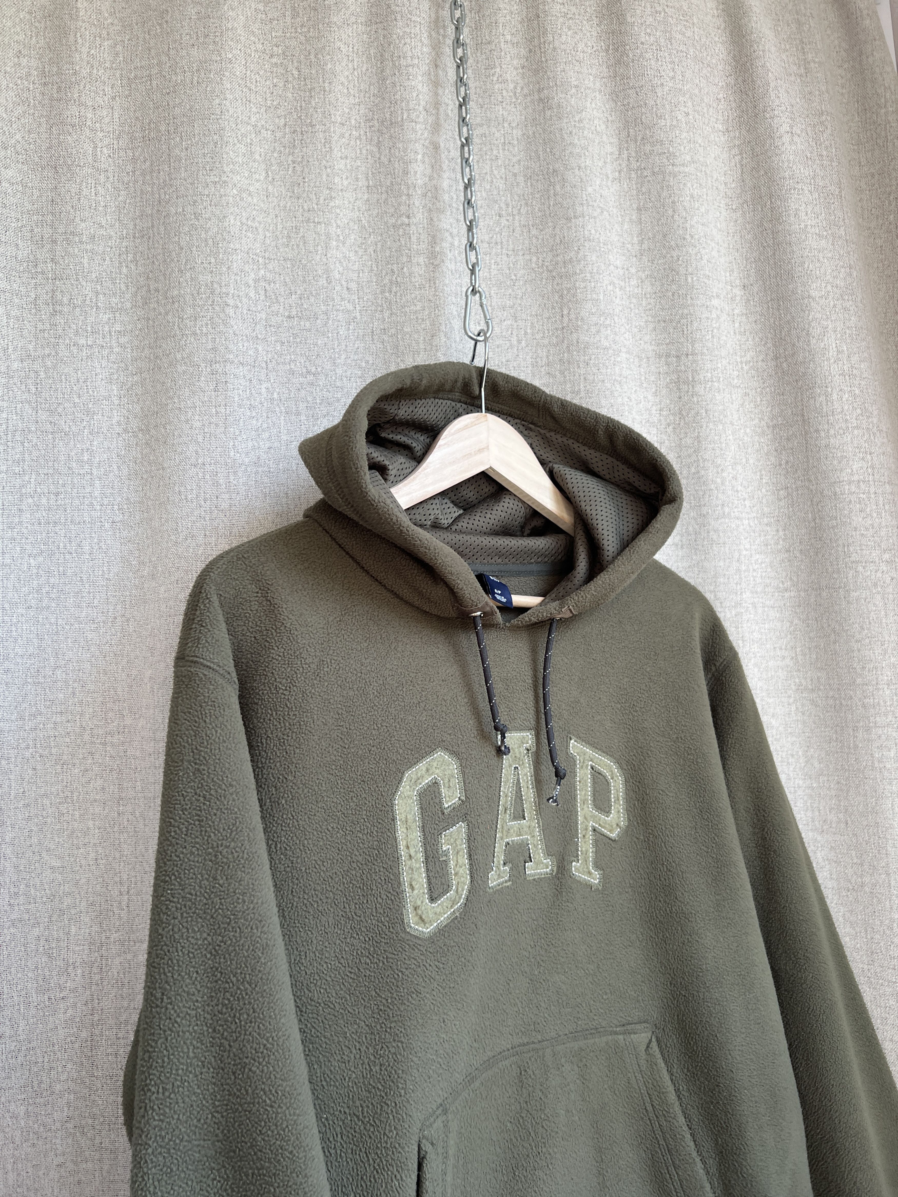 Gap Y2K GAP Front Logo Khaki Green Fleece Hoodie Size US S / EU 44-46 / 1 - 6 Thumbnail