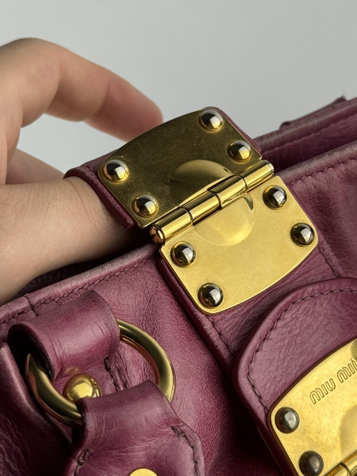Miu Miu Miu Miu Vitello Lux Bow Bag Pink Leather Top Handle Handbag Size ONE SIZE - 6 Thumbnail