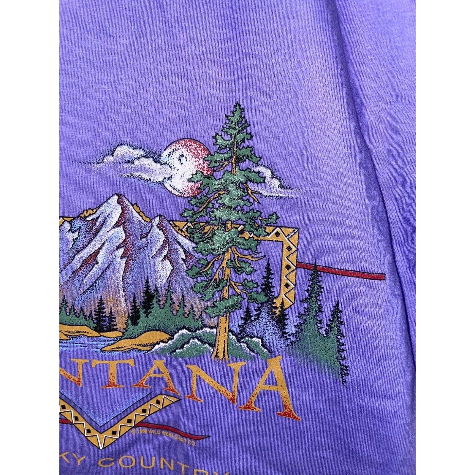 Jerzees Vintage Montana Nature Shirt Big Sky Purple Tee 90s VTG L Size US L / EU 52-54 / 3 - 4 Thumbnail
