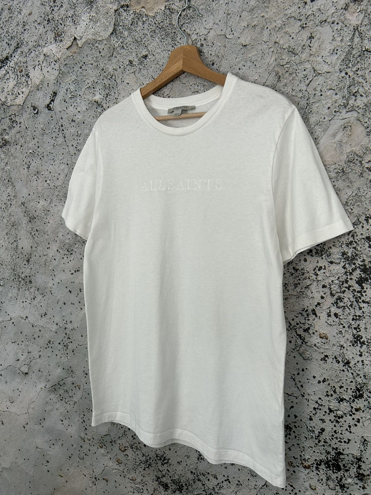 Allsaints Allsaints White Embroidered Logo Tee Designer Hype Skate Size US M / EU 48-50 / 2 - 2 Thumbnail
