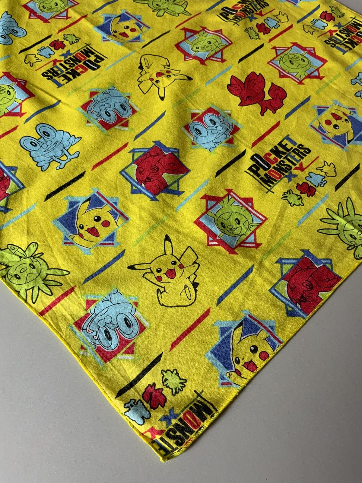 Japanese Brand Vintage Pokemon Pocket Monster Yellow Bandana Size ONE SIZE - 3 Thumbnail