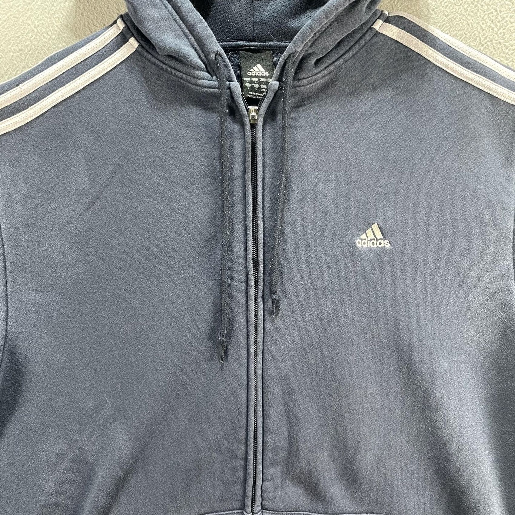 Adidas Adidas Hoodie Mens Large Blue Full Zip 3-Stripes Sweatshirt Athletic Logo Warm Size US L / EU 52-54 / 3 - 3 Thumbnail