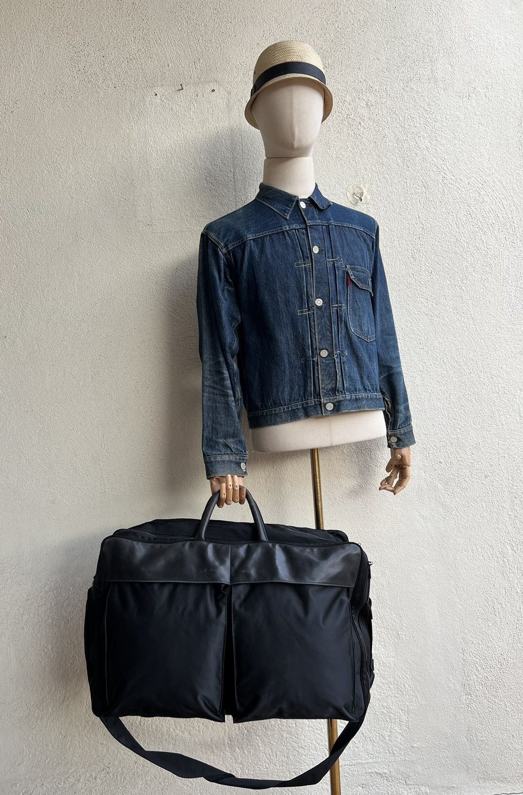 Barneys New York Vintage 90s Barneys New York Leather Nylon 2 Way Bag Huge Size ONE SIZE - 5 Thumbnail