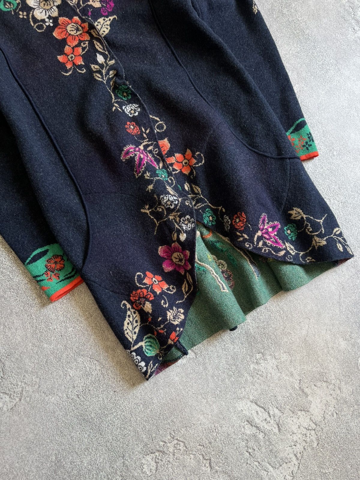 Designer IVKO Wool Floral Pattern Knitted Cardigan Snap Sweater Sz 36 Size XS / US 0-2 / IT 36-38 - 3 Thumbnail