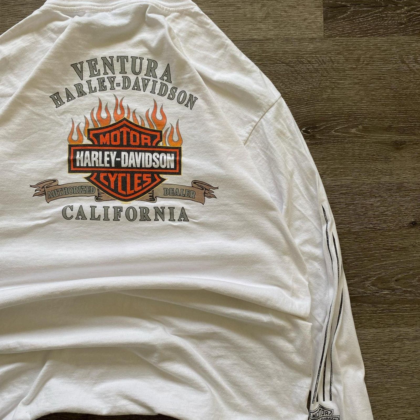 Harley Davidson × Vintage Vintage Flame Harley Davidson Long Sleeve Size US XXL / EU 58 / 5 - 1 Thumbnail