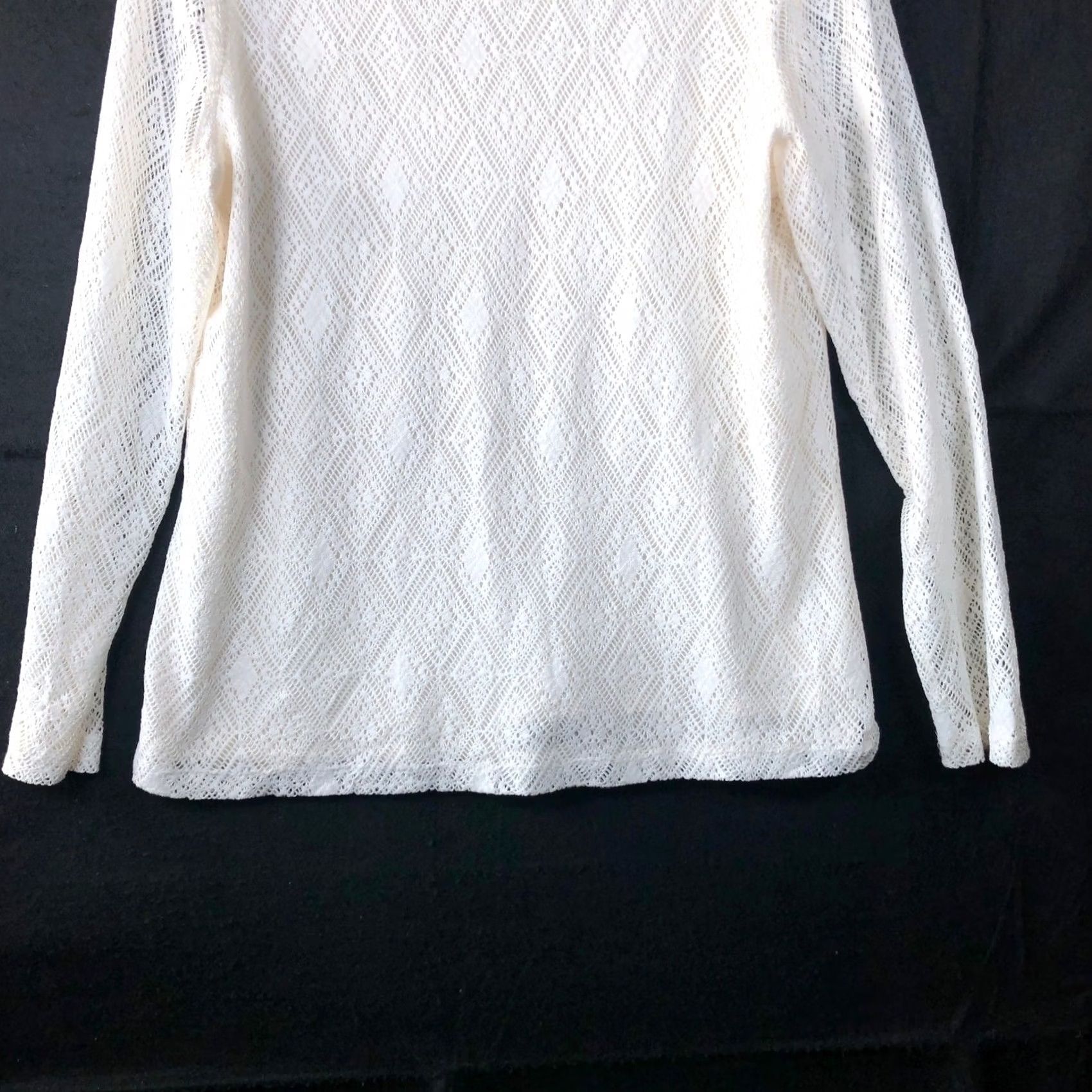 Vintage Chicos Womens Blouse Ivory Lined Textured Long Sleeve Round Neck L Size L / US 10 / IT 46 - 3 Thumbnail