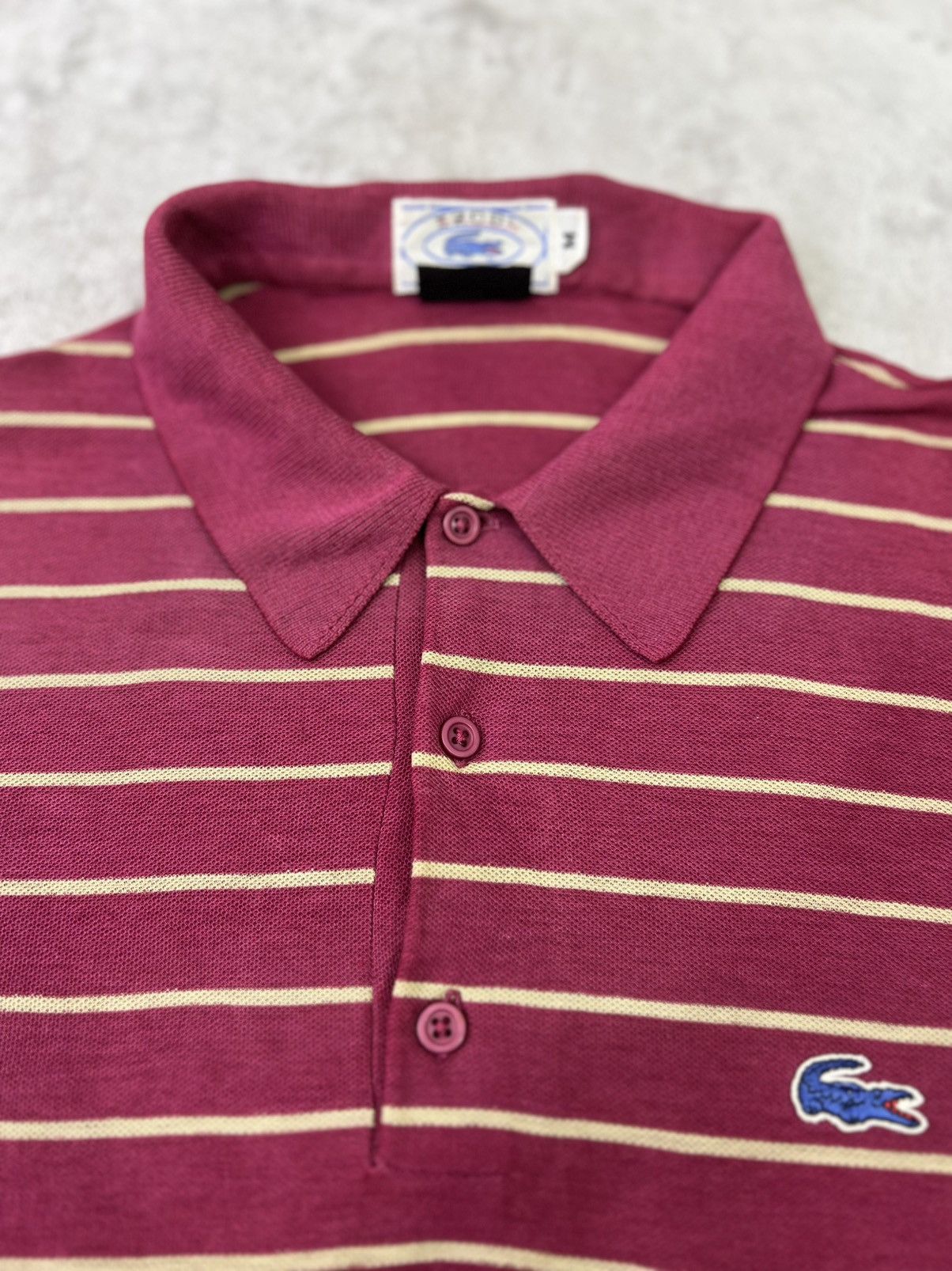 Lacoste Vintage 90s LacosteStripedPoloShirt Pink Beige SingleStitch Size US M / EU 48-50 / 2 - 3 Thumbnail