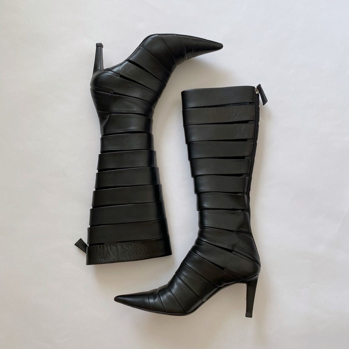 Jil Sander Jil Sander Black Leather Pointed Toe Knee-hight Boots Size US 6.5 / IT 36.5 - 1 Thumbnail