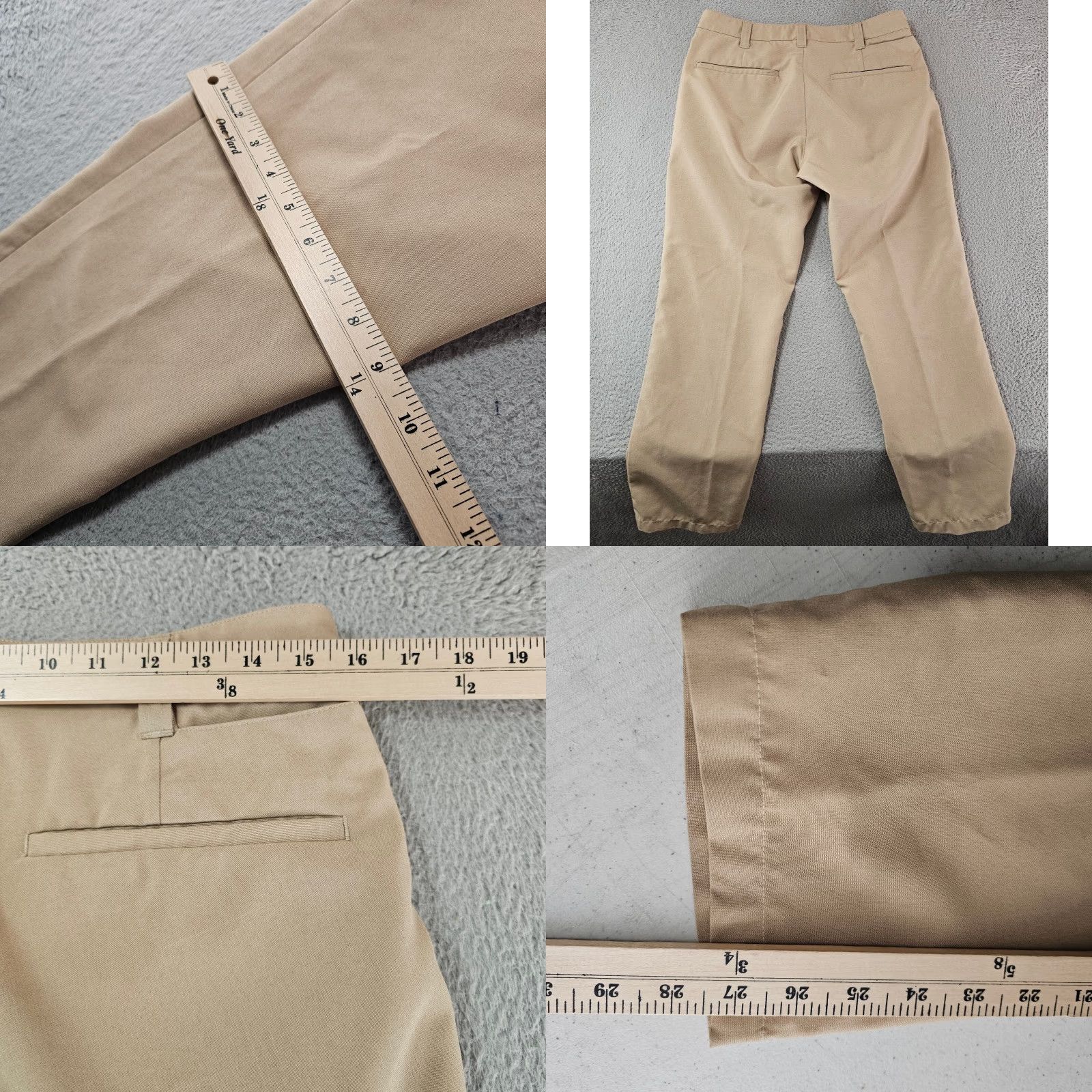 Vintage Bluffworks Pants Mens 31x27.5 Khaki Regular Chino Flat Front 100% Polyester Slim Fit Casual Workwear Modern Mens Regular Size US 31 - 8 Thumbnail