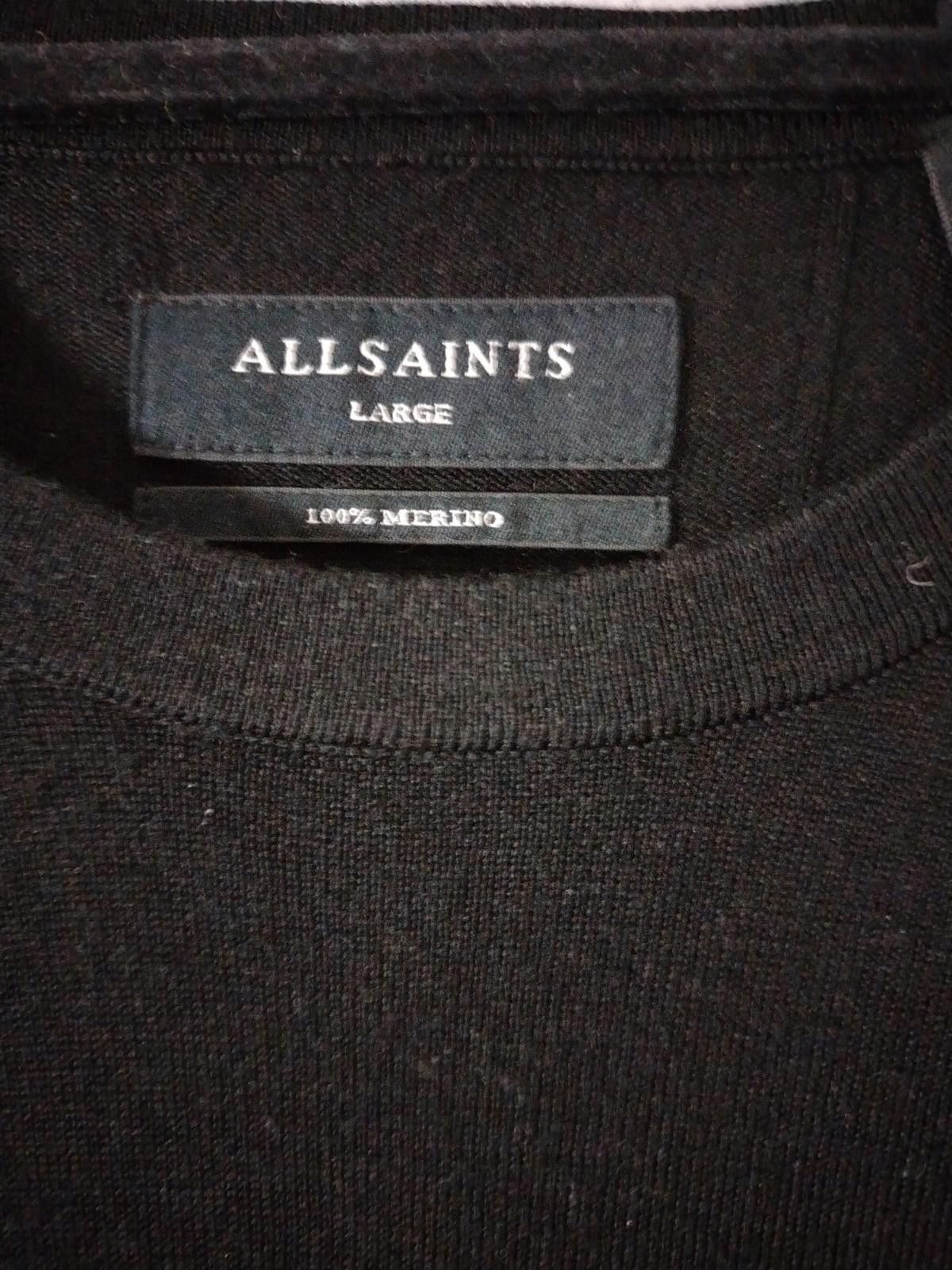 Allsaints AllSaints Men's Black Merino Wool Jumper Size US L / EU 52-54 / 3 - 2 Thumbnail
