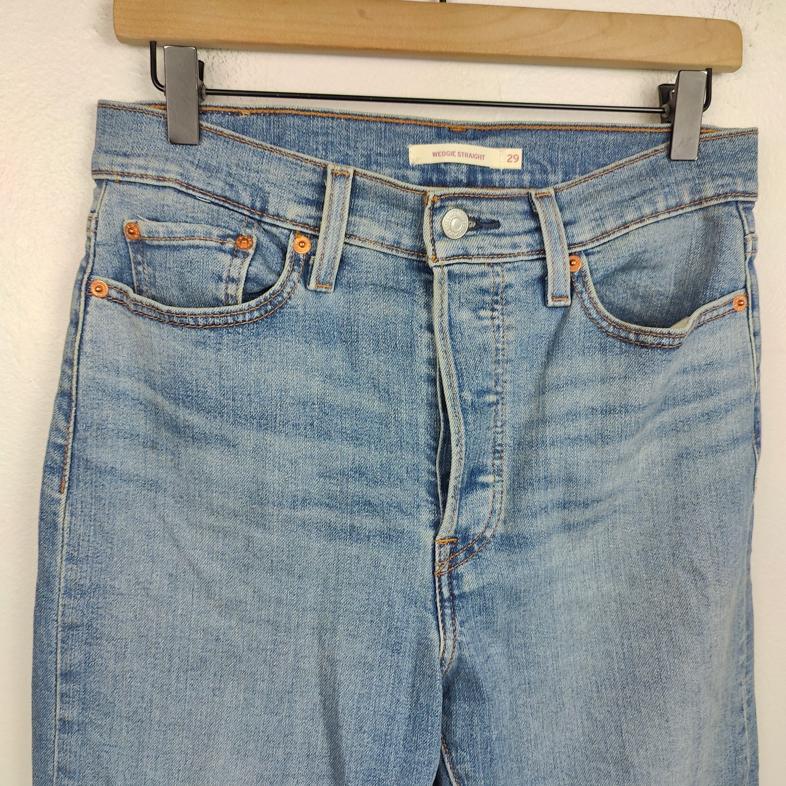 Levi's Levi's Wedgie Straight Straight Jeans Womens 29 Medium Wash Size 29" - 2 Thumbnail