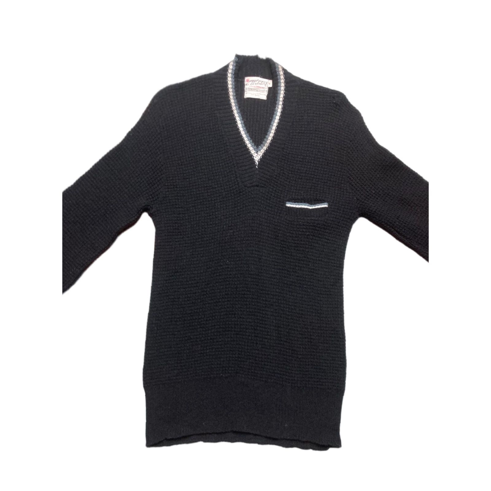 Vintage VINTAGE pullover sweater Shetland wool black Waldorf Medium 50s 60s Size US M / EU 48-50 / 2 - 1 Thumbnail