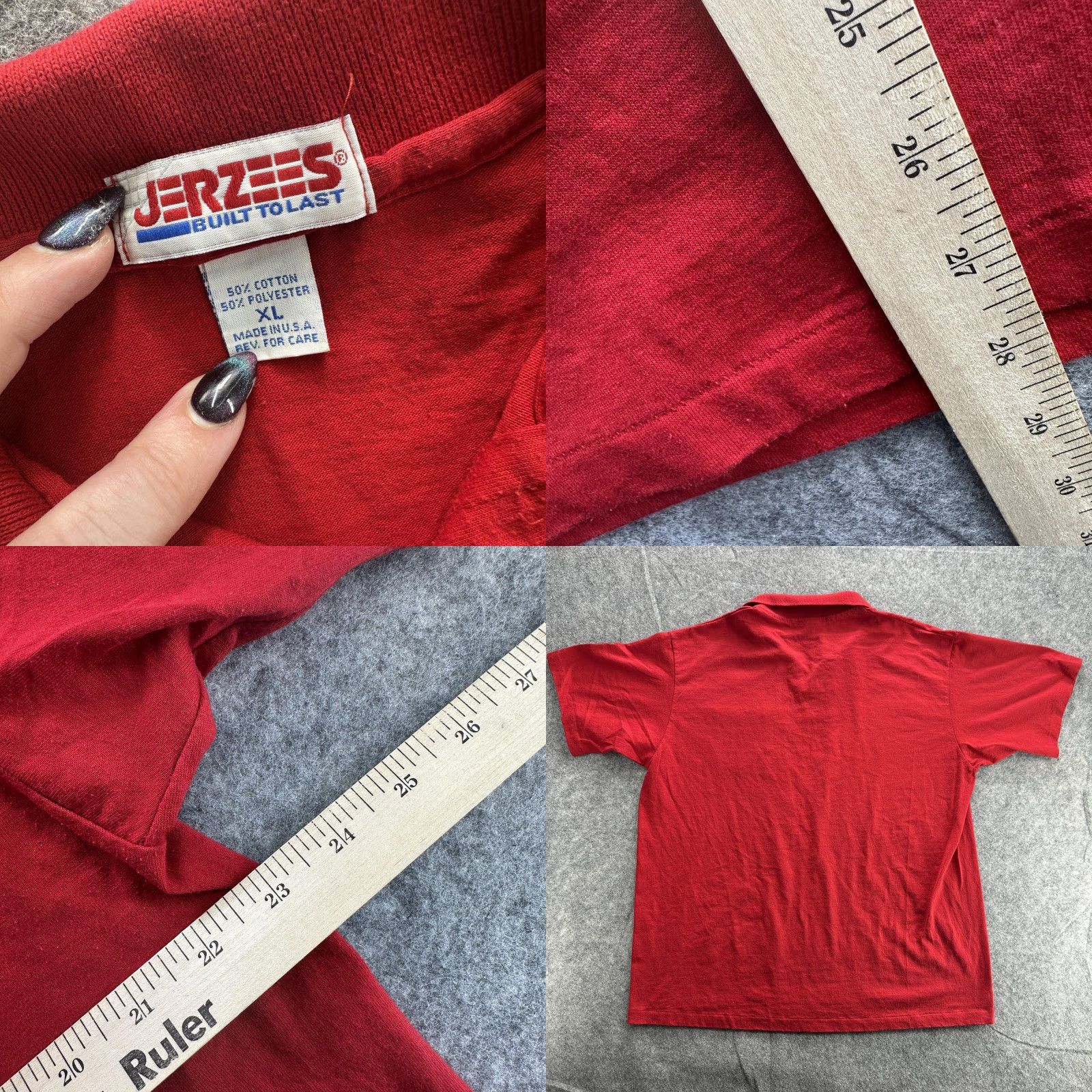 Jerzees VINTAGE Jerzees Polo Shirt Mens XL Pergament Management Pocket Embroidered USA Red Polo Shirt Work Mens XL Red Size US XL / EU 56 / 4 - 8 Thumbnail