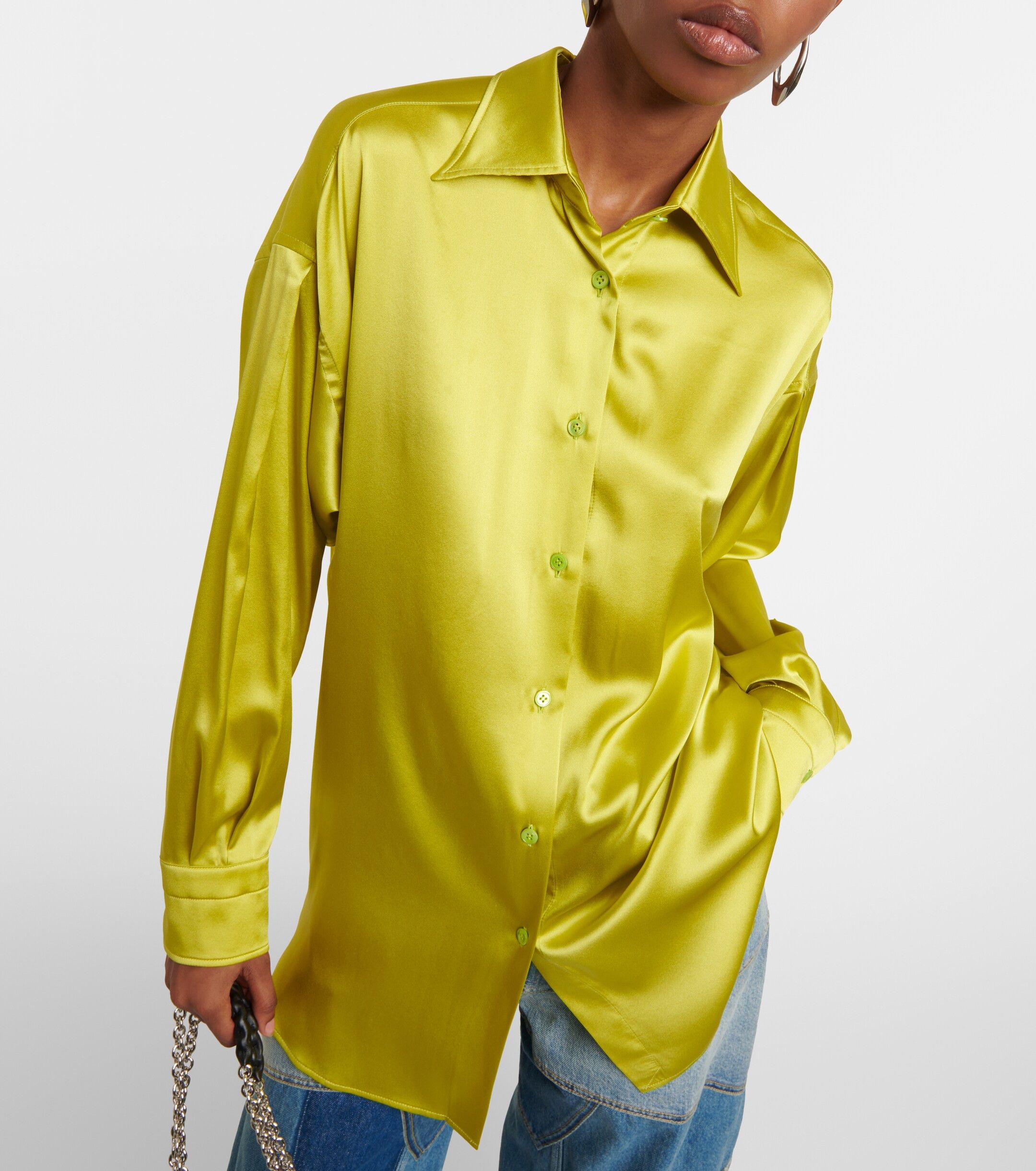 Tom Ford o1w1db10225 CA3211 Silk Shirt in Acid Green Size XS / US 0-2 / IT 36-38 - 4 Thumbnail