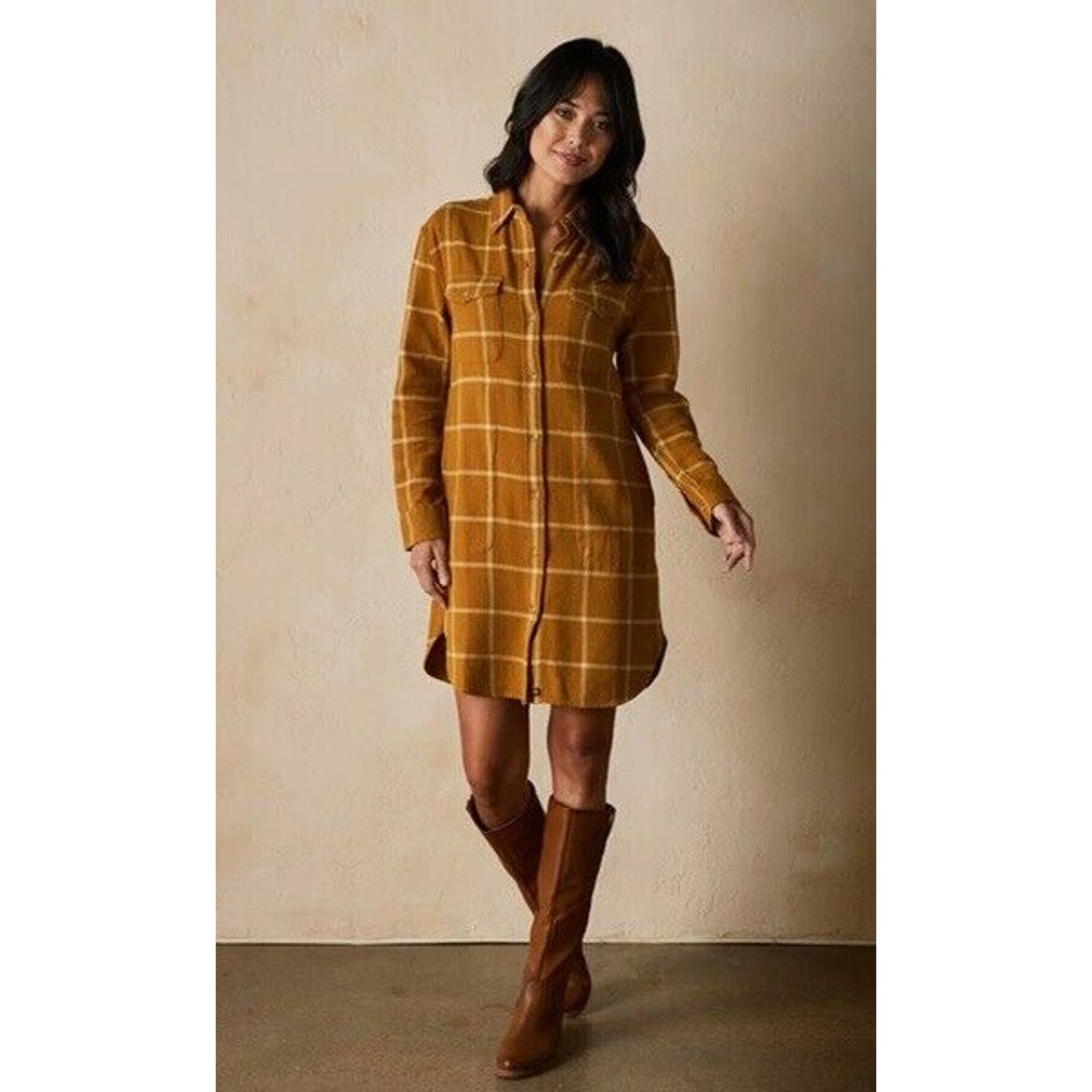 The Mountain NWT THE NORMAL BRAND Mountain Shirt Dress Palomino Plaid XS Size XS / US 0-2 / IT 36-38 - 1 Thumbnail