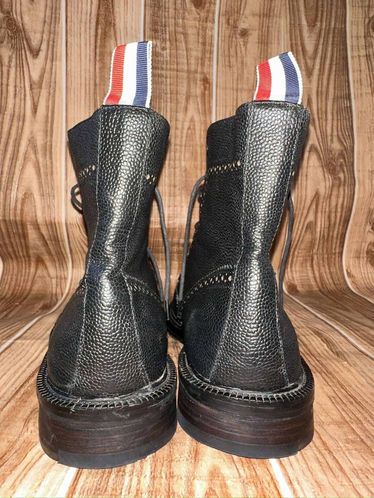Thom Browne Thom Browne Pebble-Grain Leather Brogue Boots – Black Size US 8.5 / EU 41-42 - 8 Thumbnail