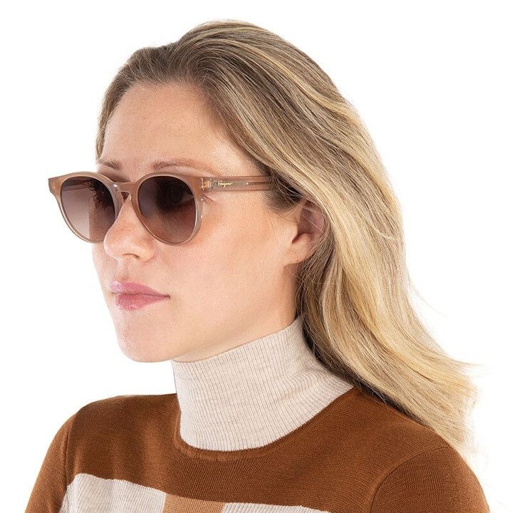 Salvatore Ferragamo Salvatore Ferragamo SF1068S 278 Sunglasses Sand Round Frame Size ONE SIZE - 3 Thumbnail
