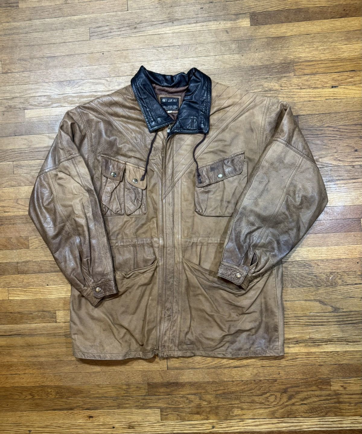 Vintage Vintage Faded Brown Leather Jacket Size US XL / EU 56 / 4 - 1 Thumbnail
