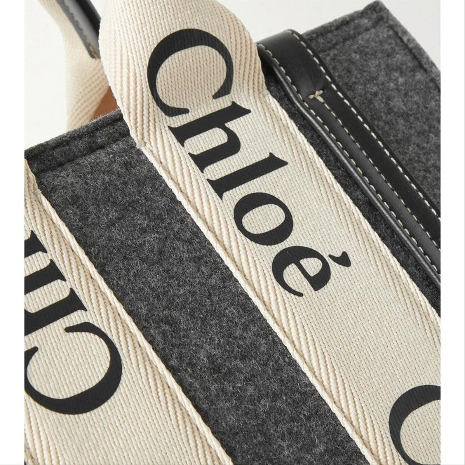 Chloe Woody small logo canvas leather felt tote shoulder bag Size ONE SIZE - 5 Thumbnail