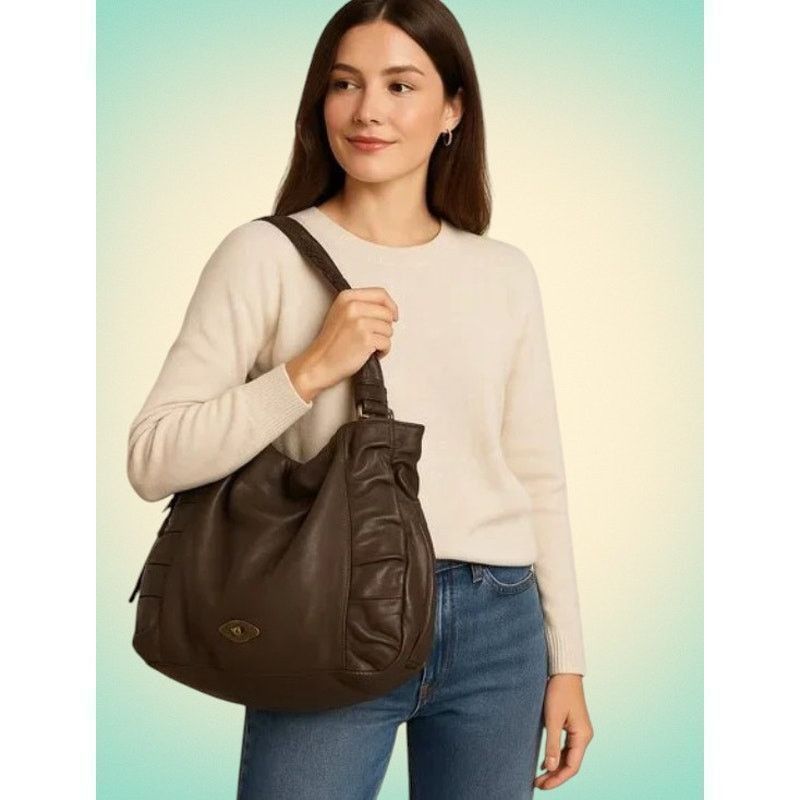 Elliott Boho Chic Slouchy Gray Leather Hobo Shoulder Elliott Lucca Size ONE SIZE - 1 Thumbnail