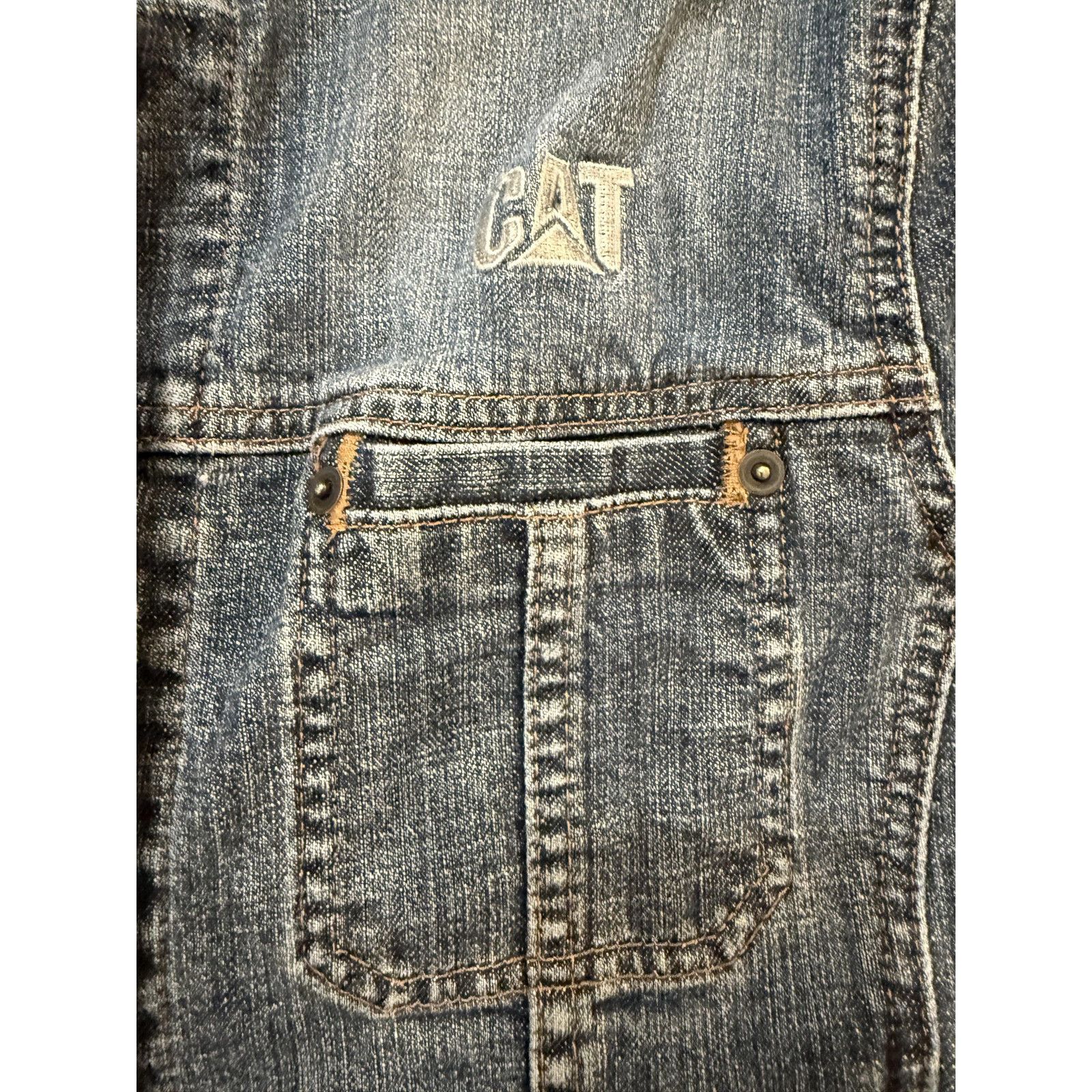 Caterpillar Vintage CAT Denim Jacket Womens XL Snap Front Workwear Y2K Size XL / US 12-14 / IT 48-50 - 2 Thumbnail
