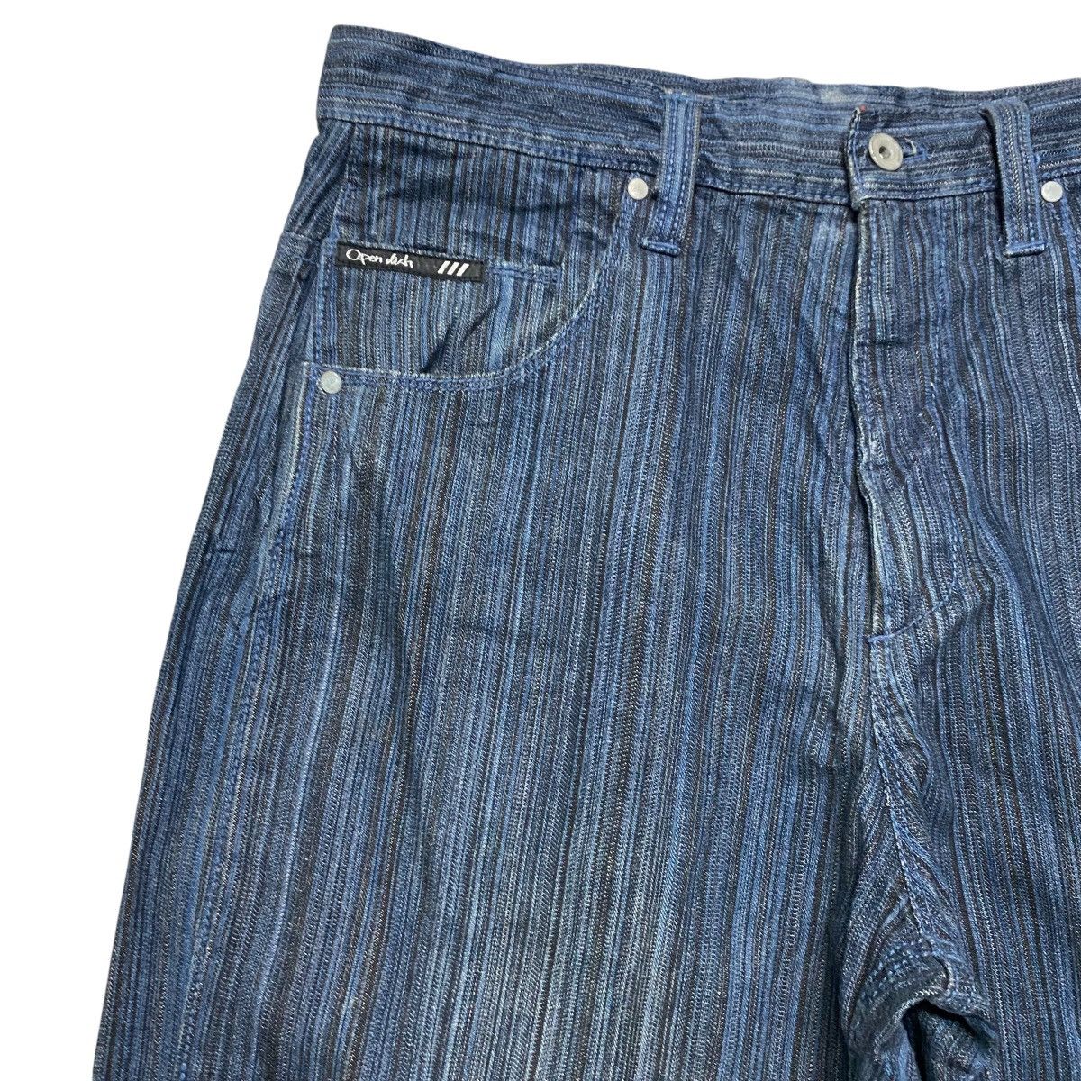 Japanese Brand Japanese Brand OPEN DICH Pinstripe Denim Baggy Jeans Size US 33 - 4 Thumbnail