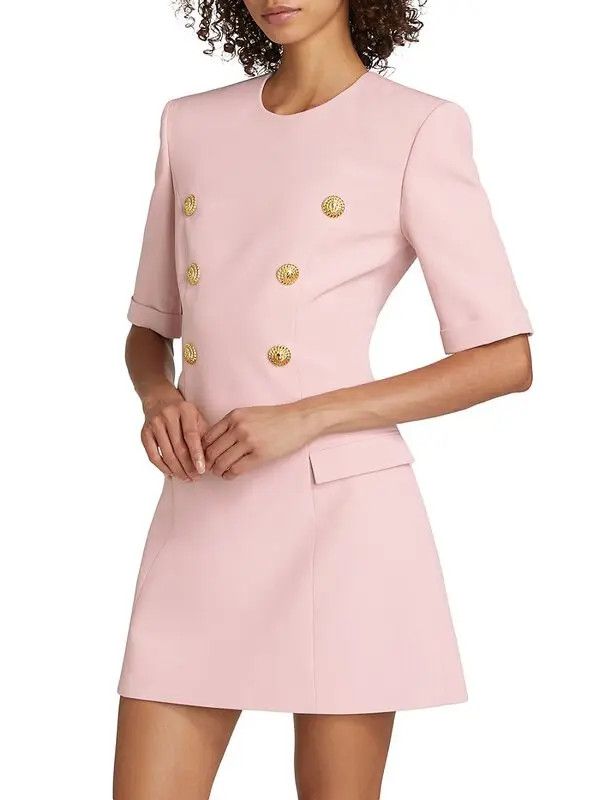 Balmain o1s1wg110725 Mini Dress With Textured Pattern in Light Pink Size M / US 6-8 / IT 42-44 - 3 Thumbnail
