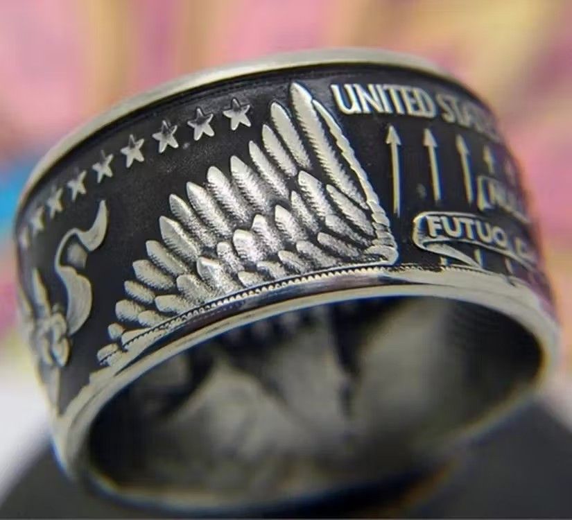 Japanese Brand × Vintage Retro Eagle wing zero fucks men's ring Size ONE SIZE - 2 Thumbnail