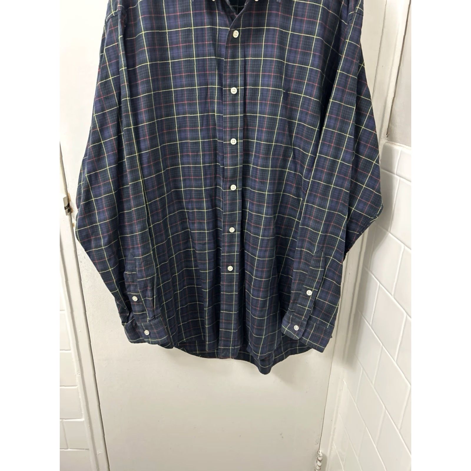 Ralph Lauren VINTAGE Ralph Lauren Blake Shirt Mens Large Navy Blue Plaid Cotton Button Down L/S Size US L / EU 52-54 / 3 - 3 Thumbnail