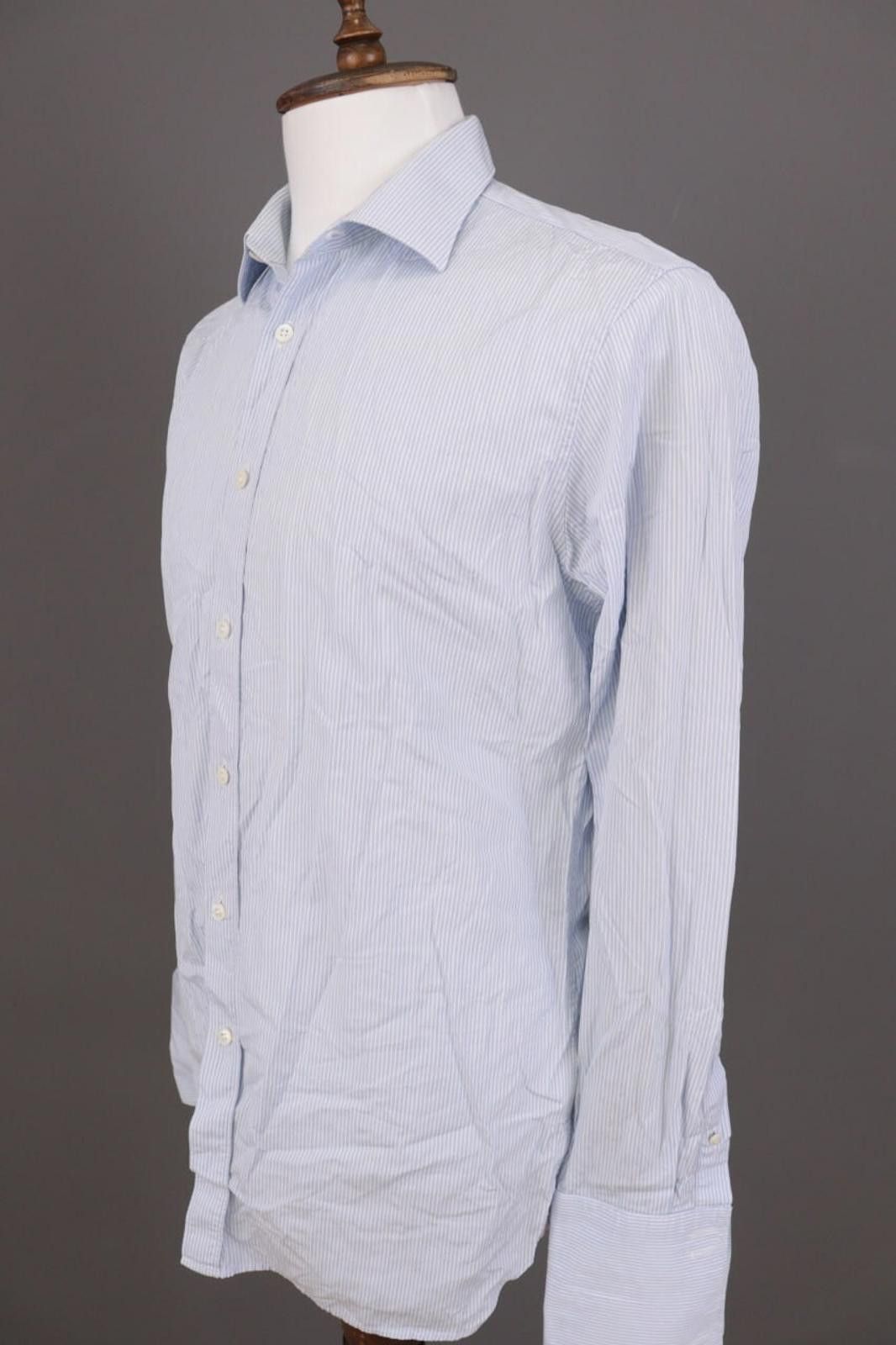 Gieves & Hawkes Gieves & Hawkes Blue Pinstripe Cuffs Dress Shirt Size 16 Size US M / EU 48-50 / 2 - 5 Thumbnail