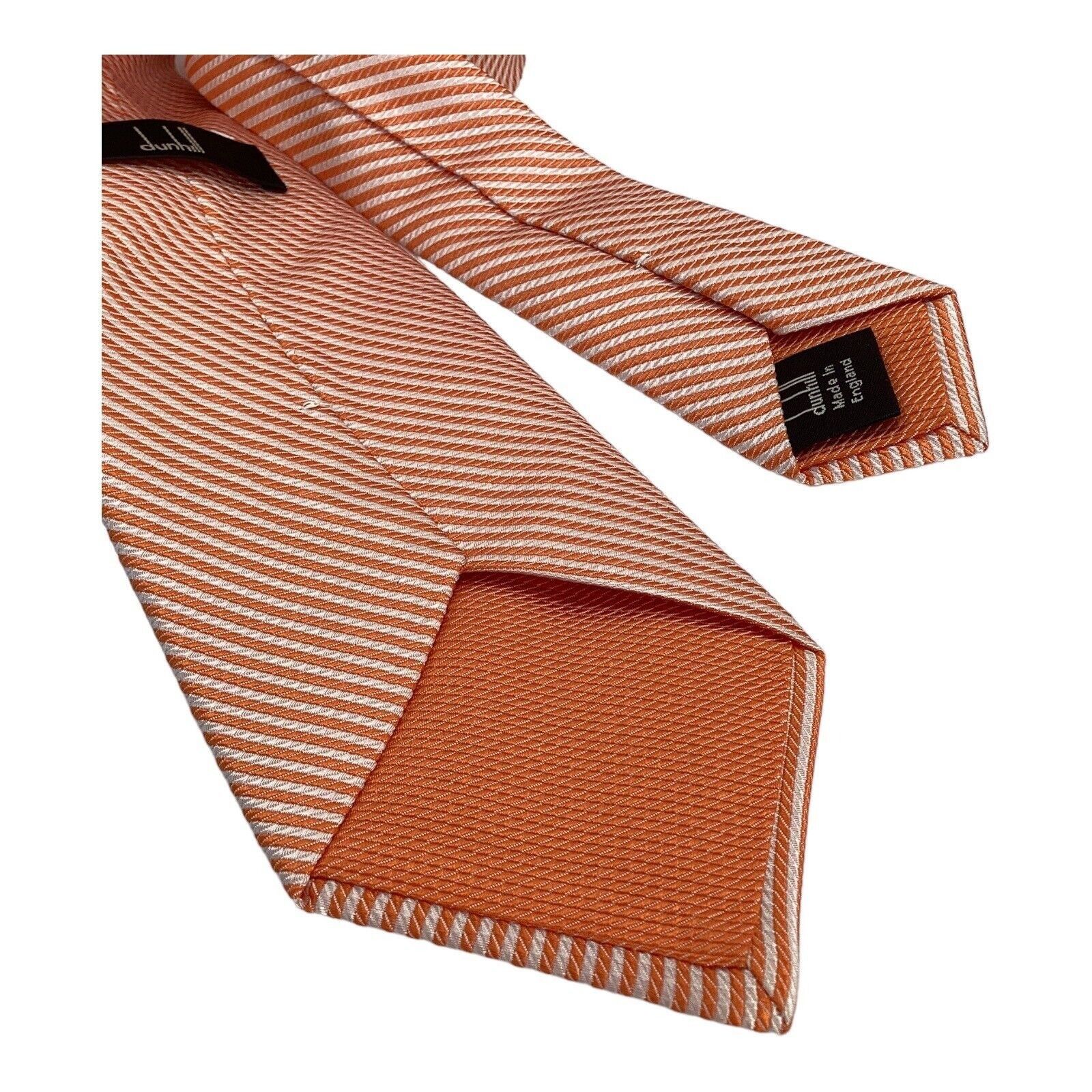 Alfred Dunhill DUNHILL Orange Striped Luxury Designer Silk Tie Made In Engl Size ONE SIZE - 4 Thumbnail