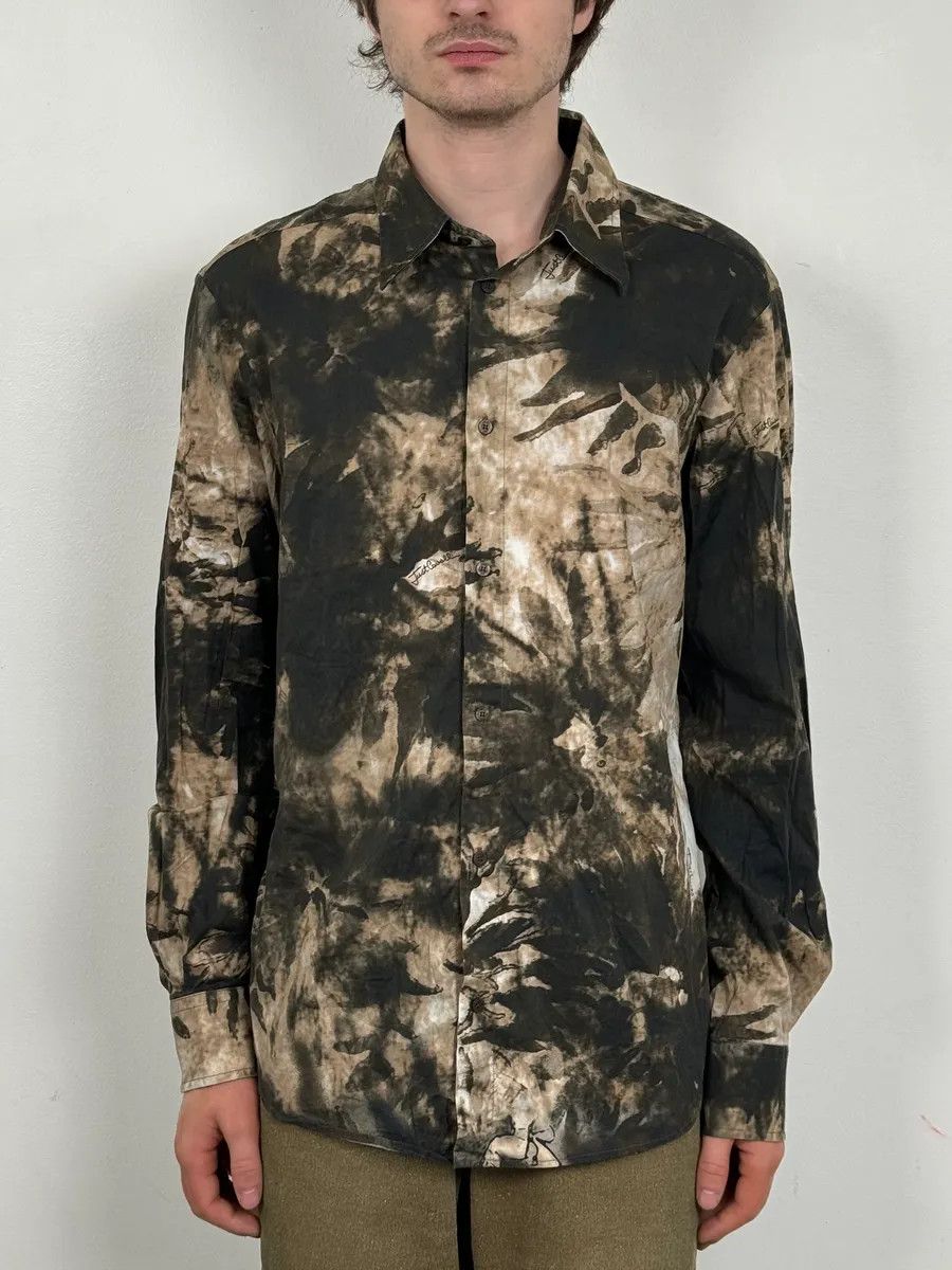 Roberto Cavalli AW2010 Cavalli Handpaint Bleached Brown & Beige Shirt Size US M / EU 48-50 / 2 - 2 Thumbnail